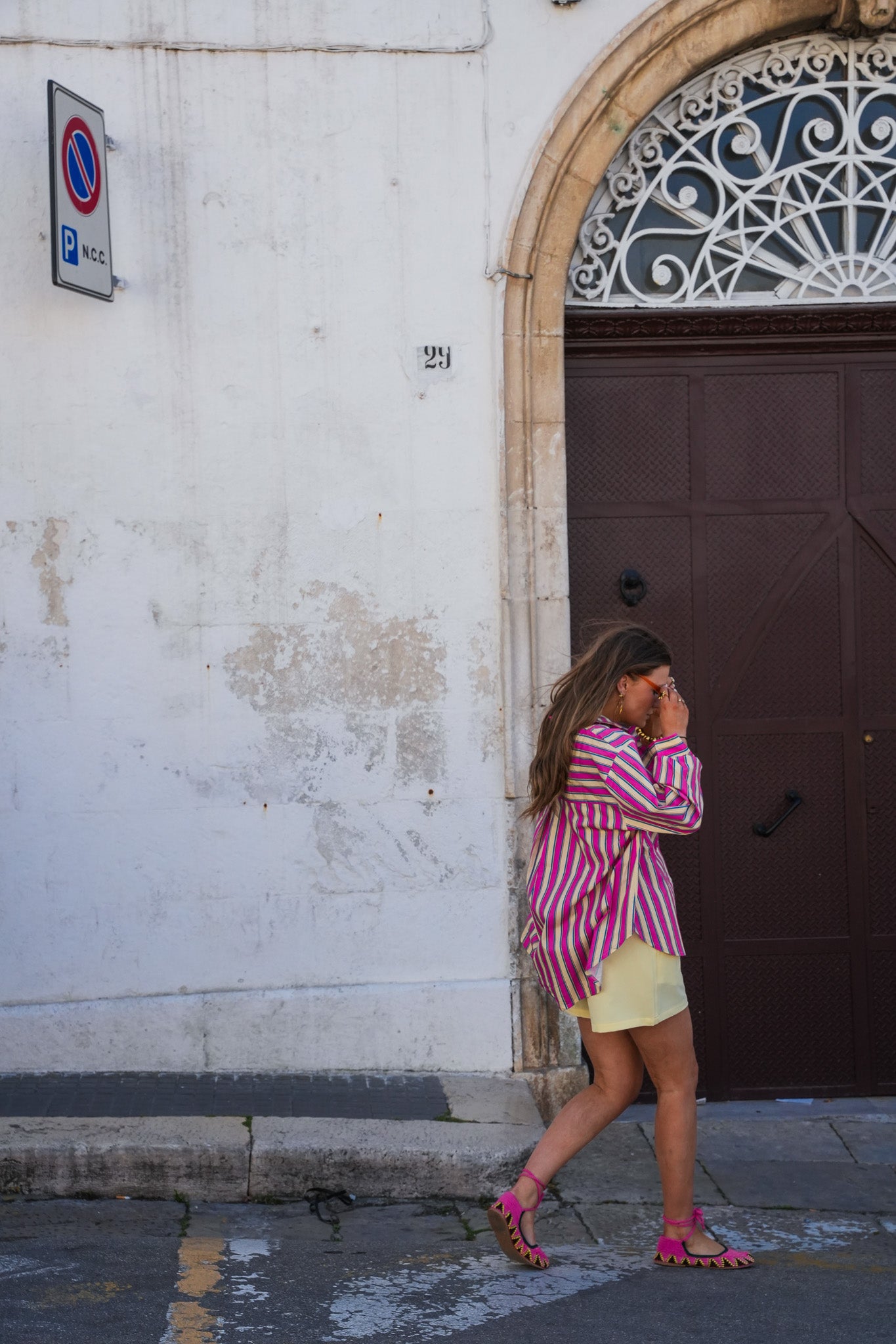 Lexi Streep Blouse Roze Geel