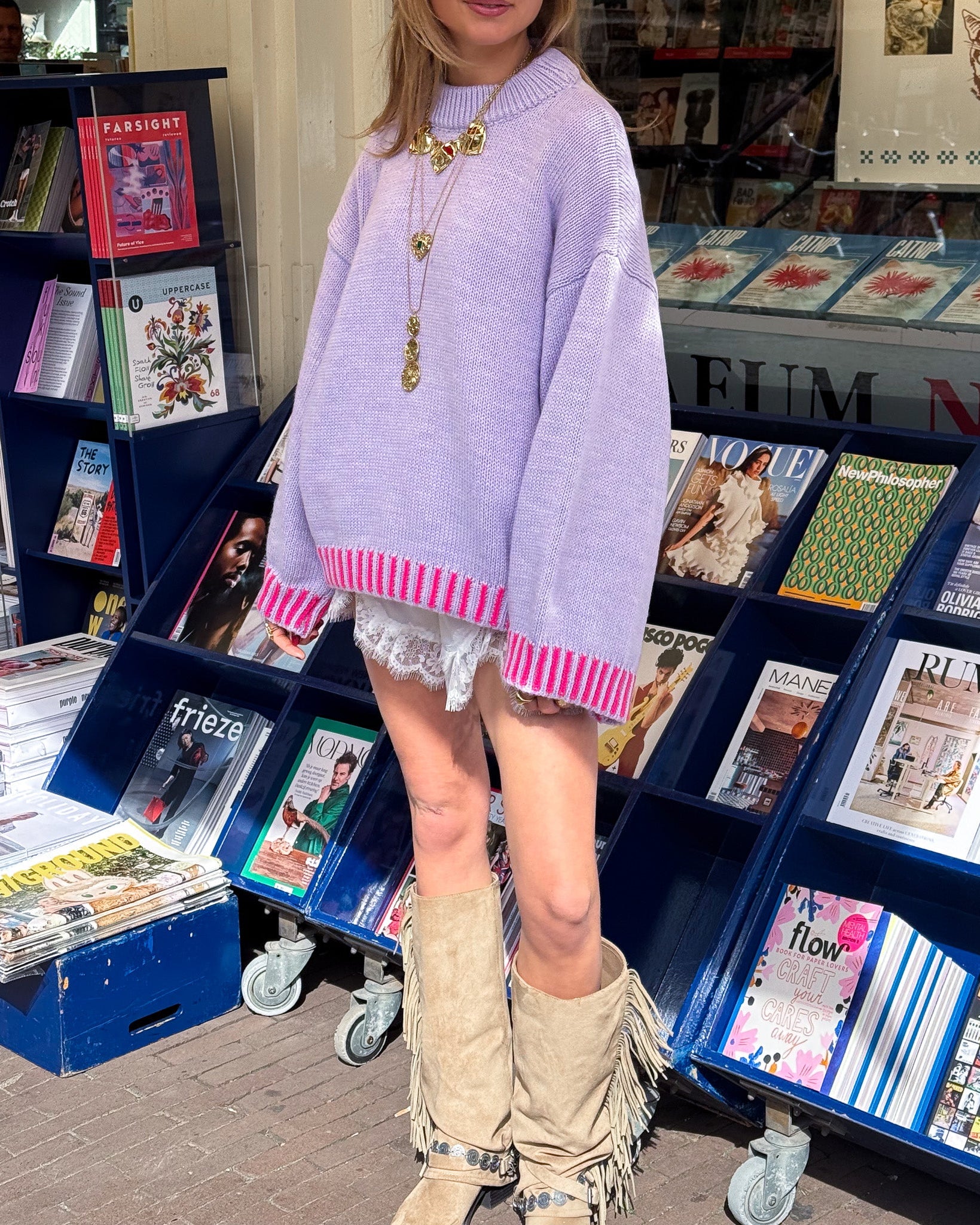 Pull citron vert lilas