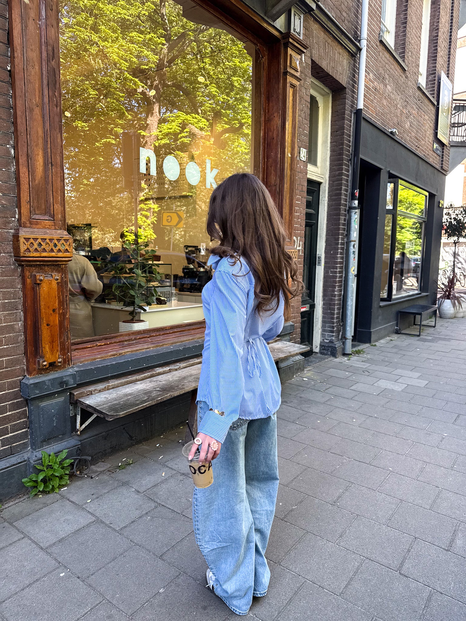 Livia Streep Blouse Blauw