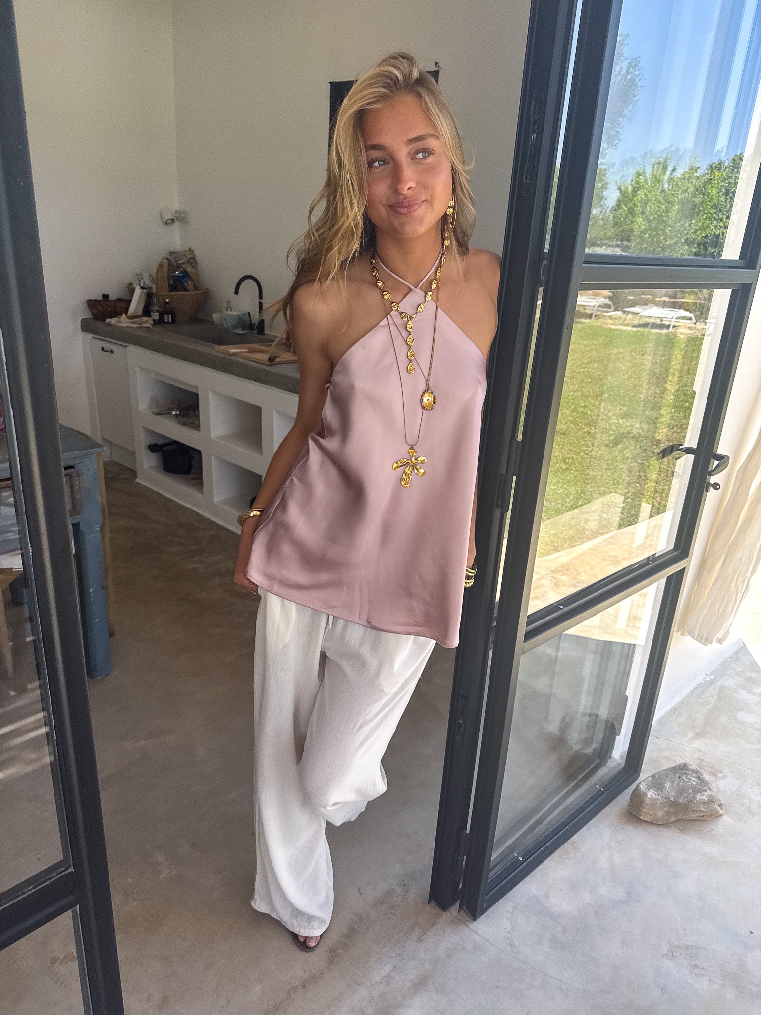 Liz Halter Top Dusty Pink