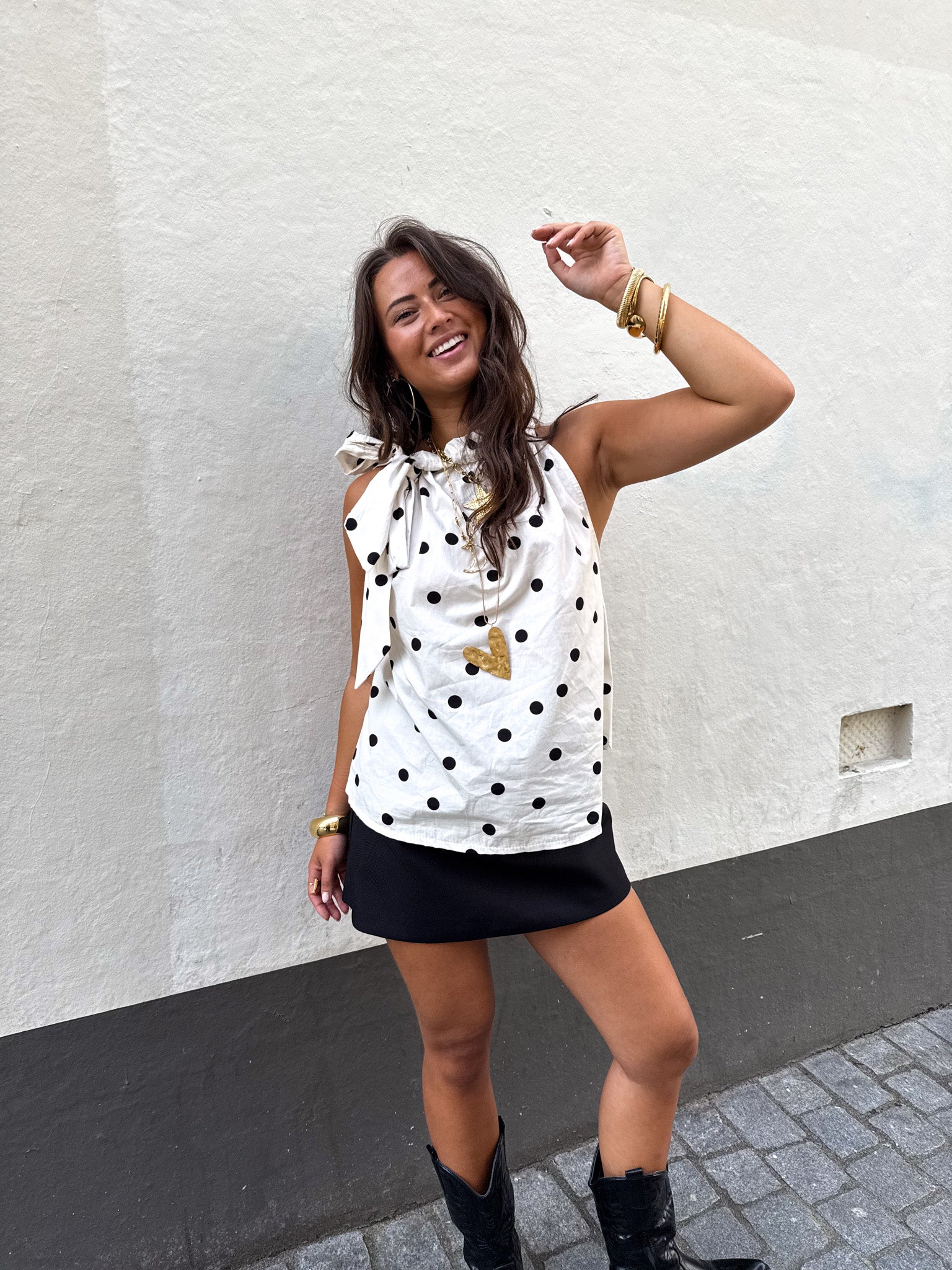 Loiza Dots Halter Top White