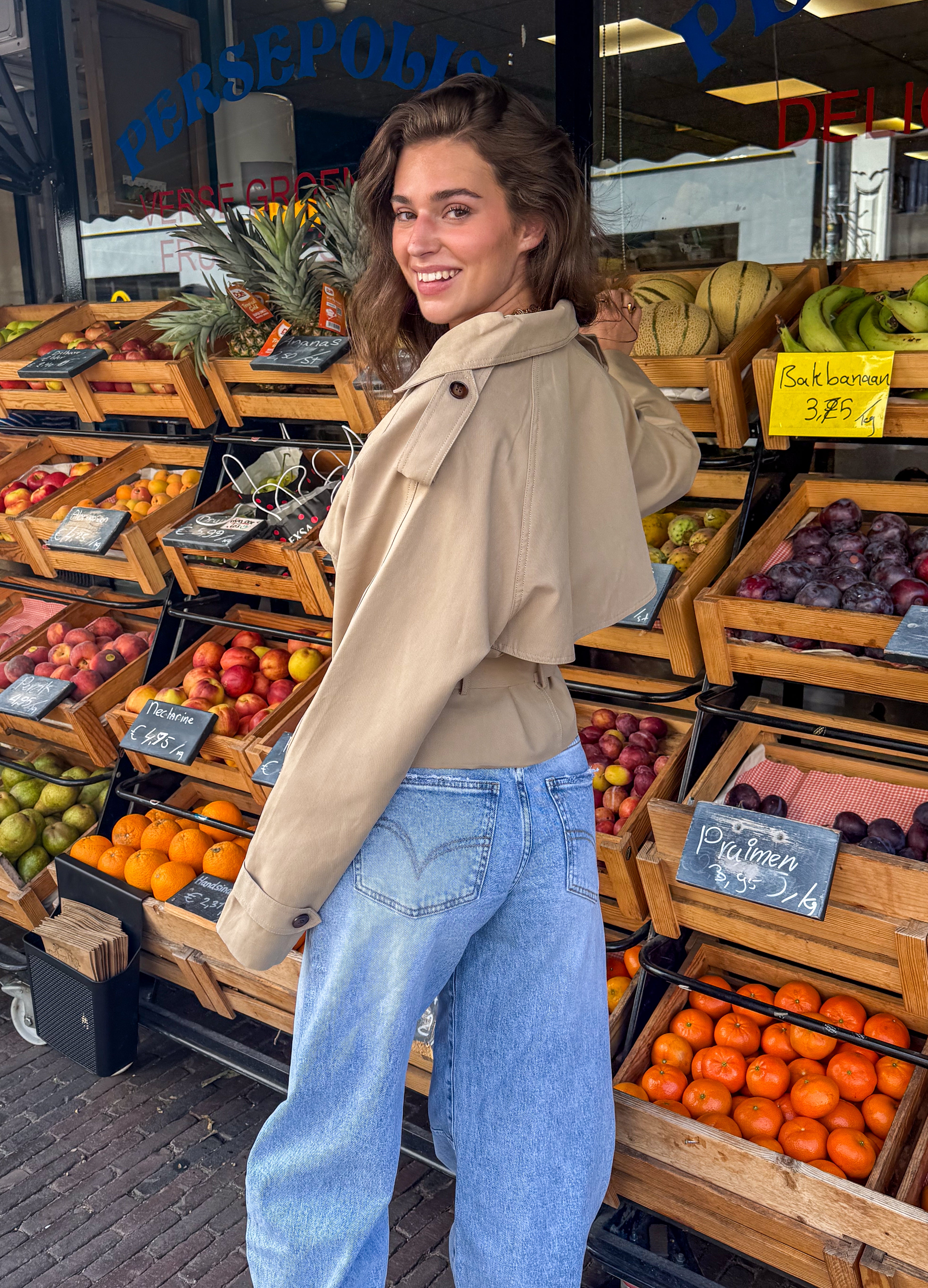Lou Cropped Trenchcoat Camel