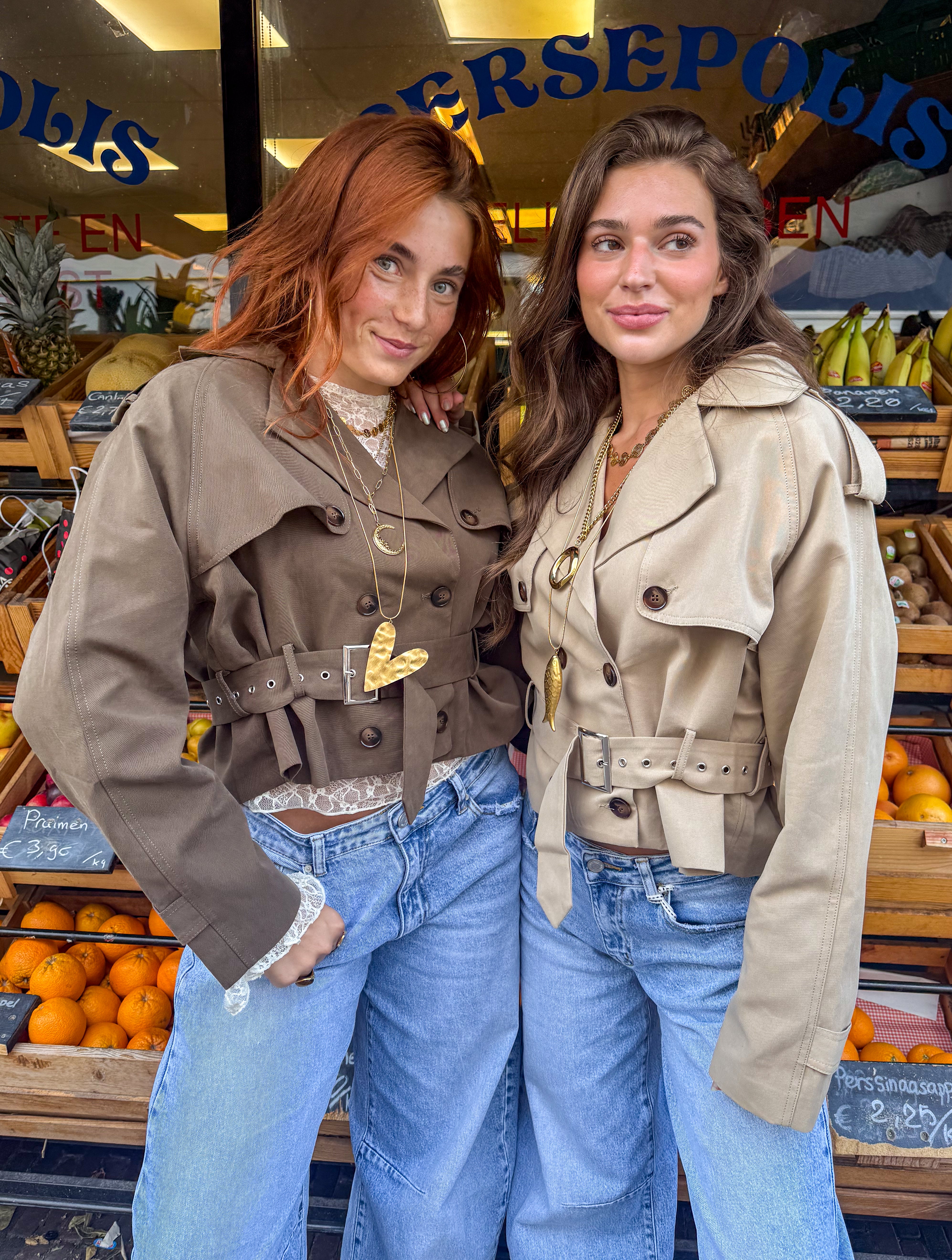 Lou Cropped Trenchcoat Camel