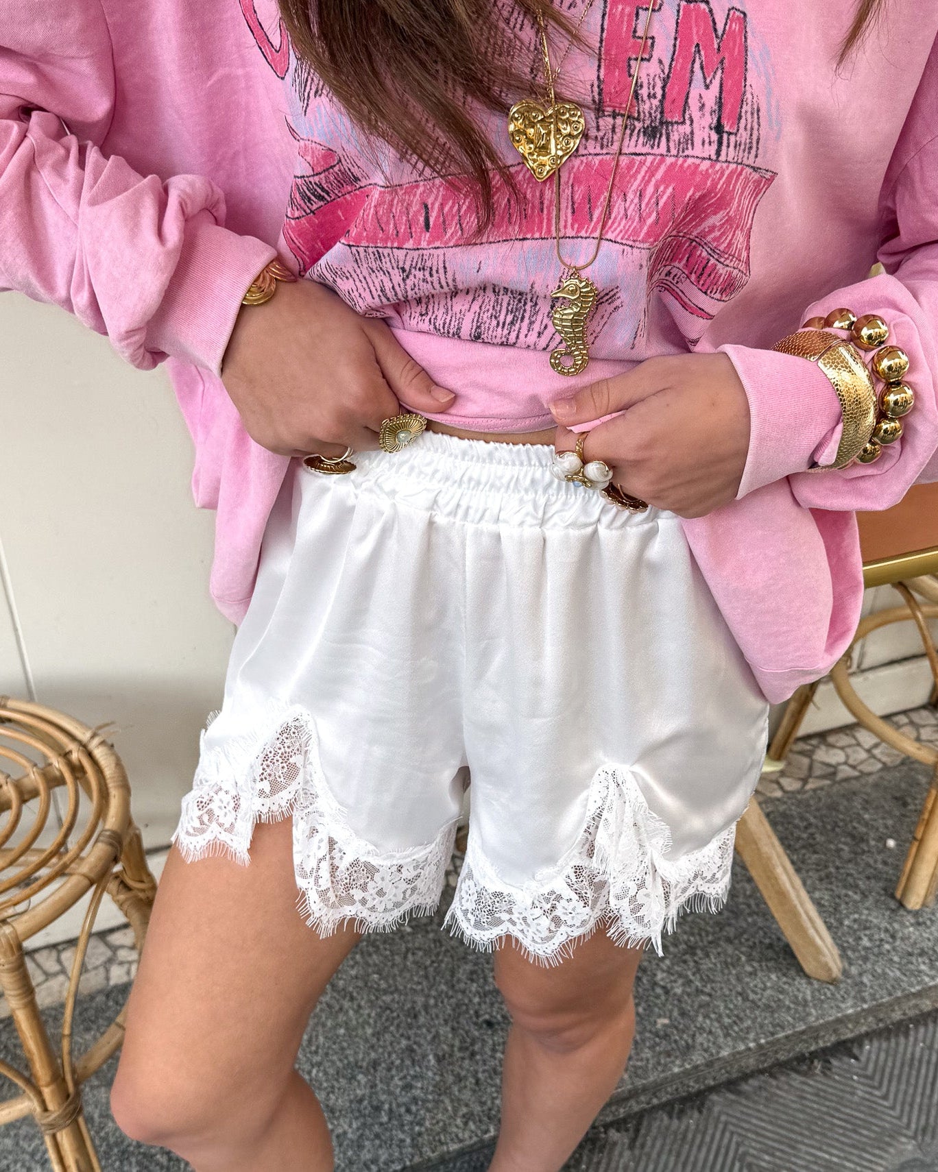 Lulu Lace Shorts White