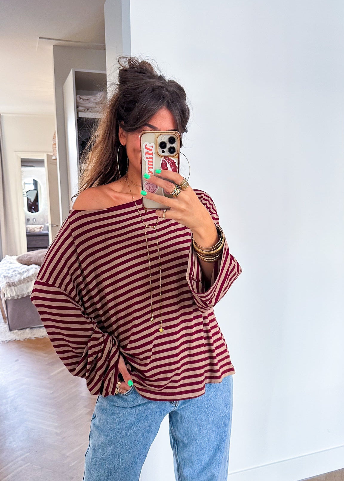 Luno Gestreepte Longsleeve Rood