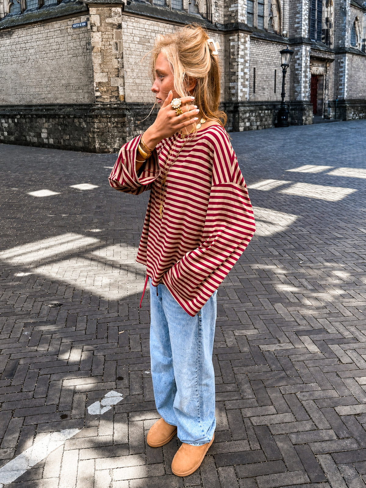Luno Gestreepte Longsleeve Rood