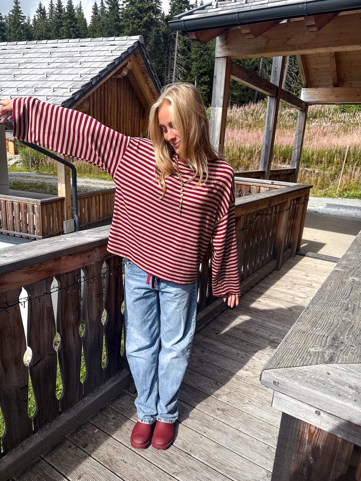 Luno Gestreepte Longsleeve Rood