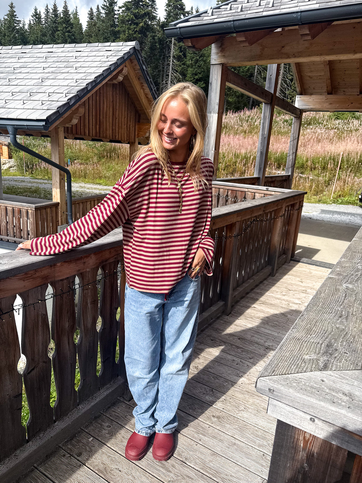 Luno Gestreepte Longsleeve Rood