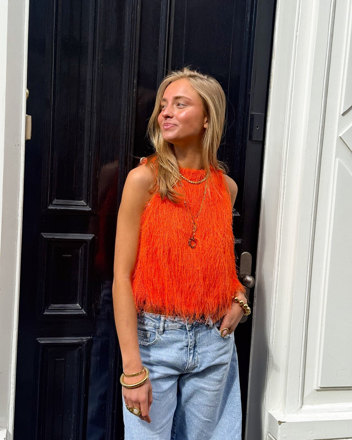 Maryam Fluffy Top | Orange