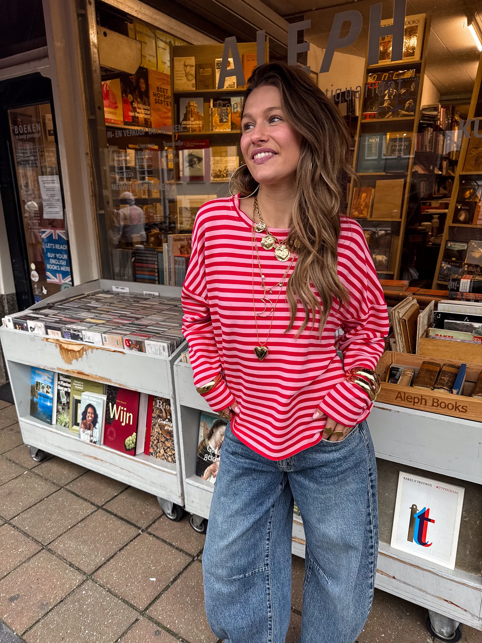 Mave Striped Top Red Rose