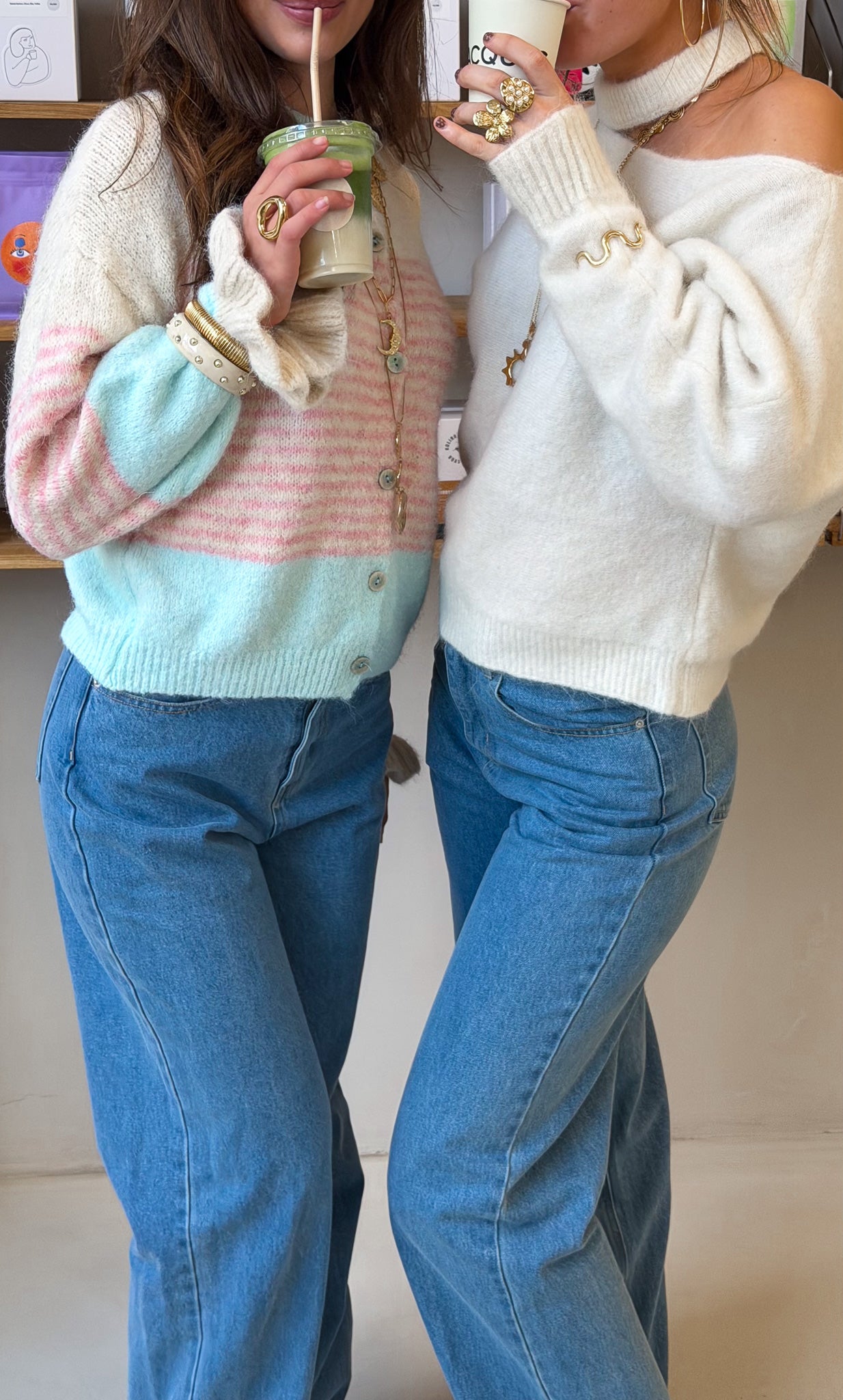 Stevie Open Shoulder Sweater White