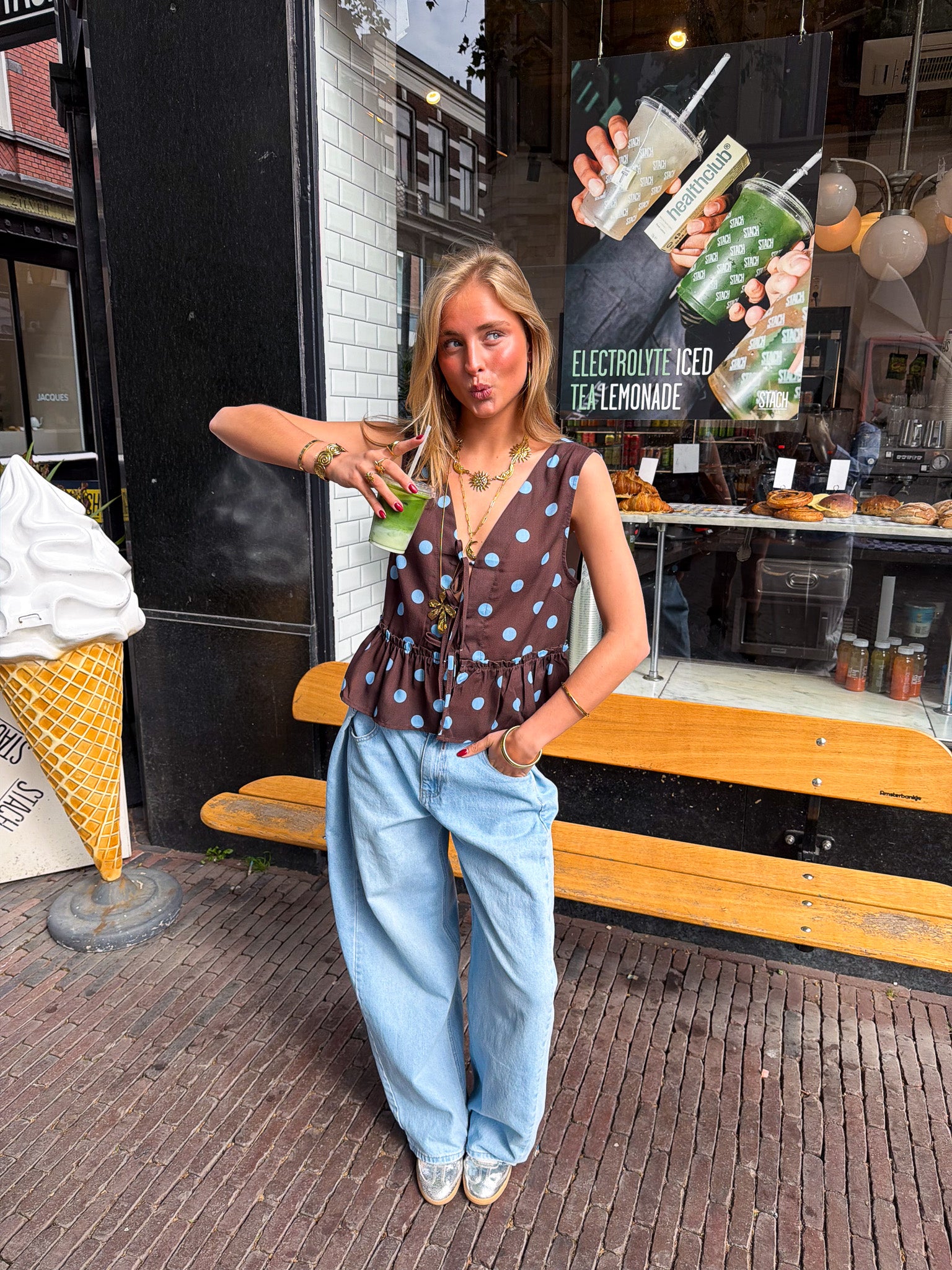 Memory Stippen Top Bruin
