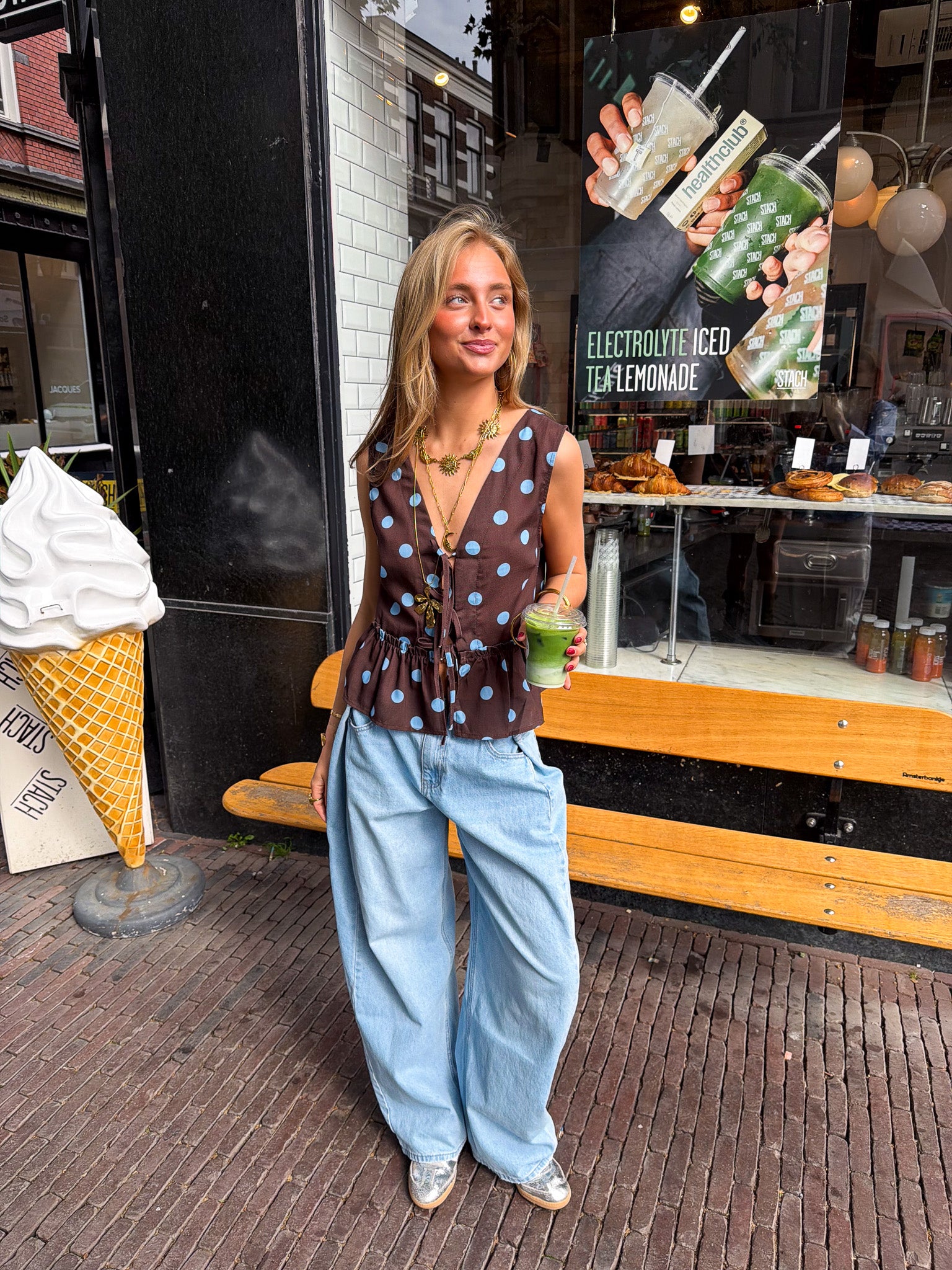 Streetline Wide Leg Jeans Blauw