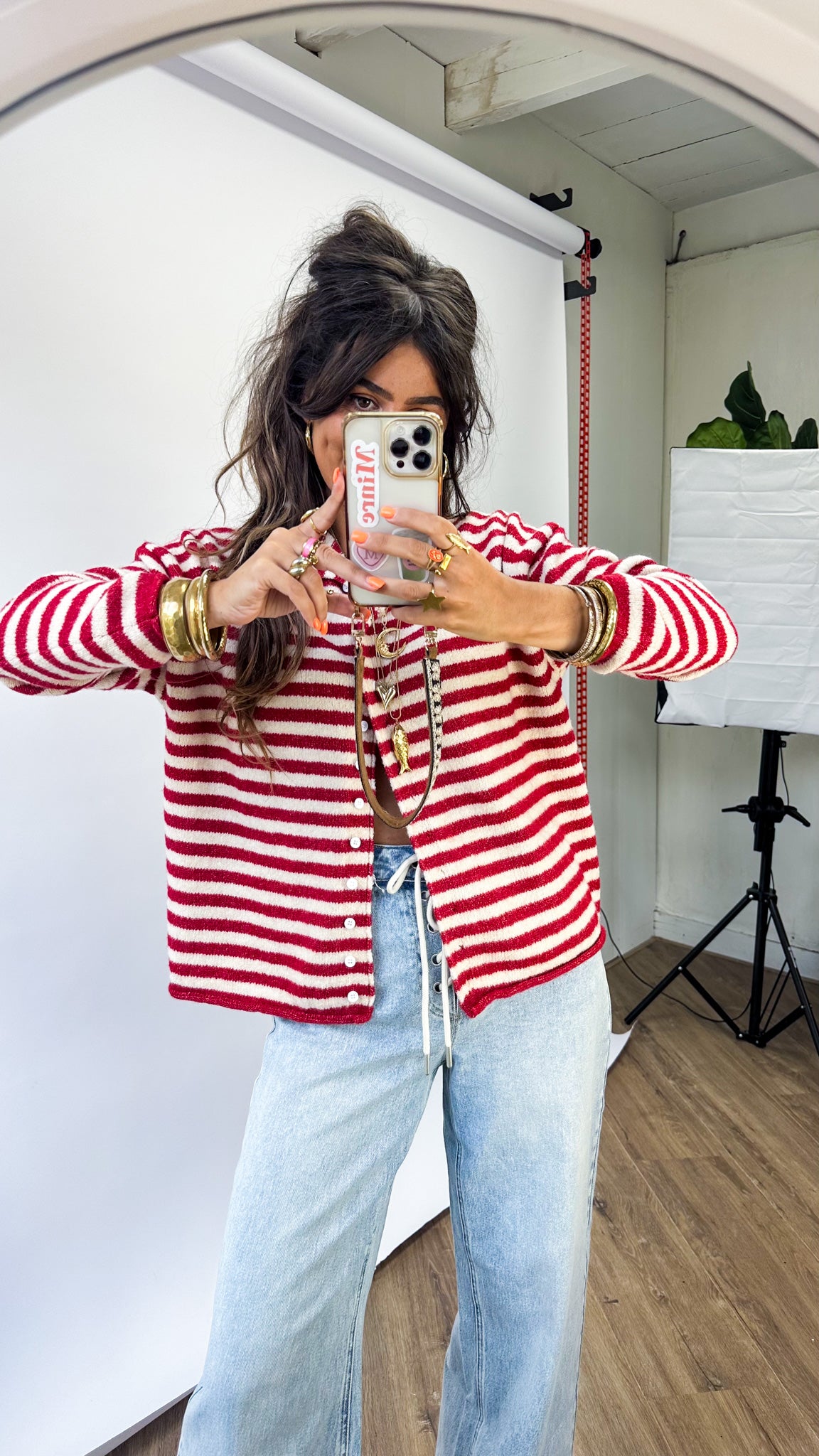 Serena Vest Red Stripe