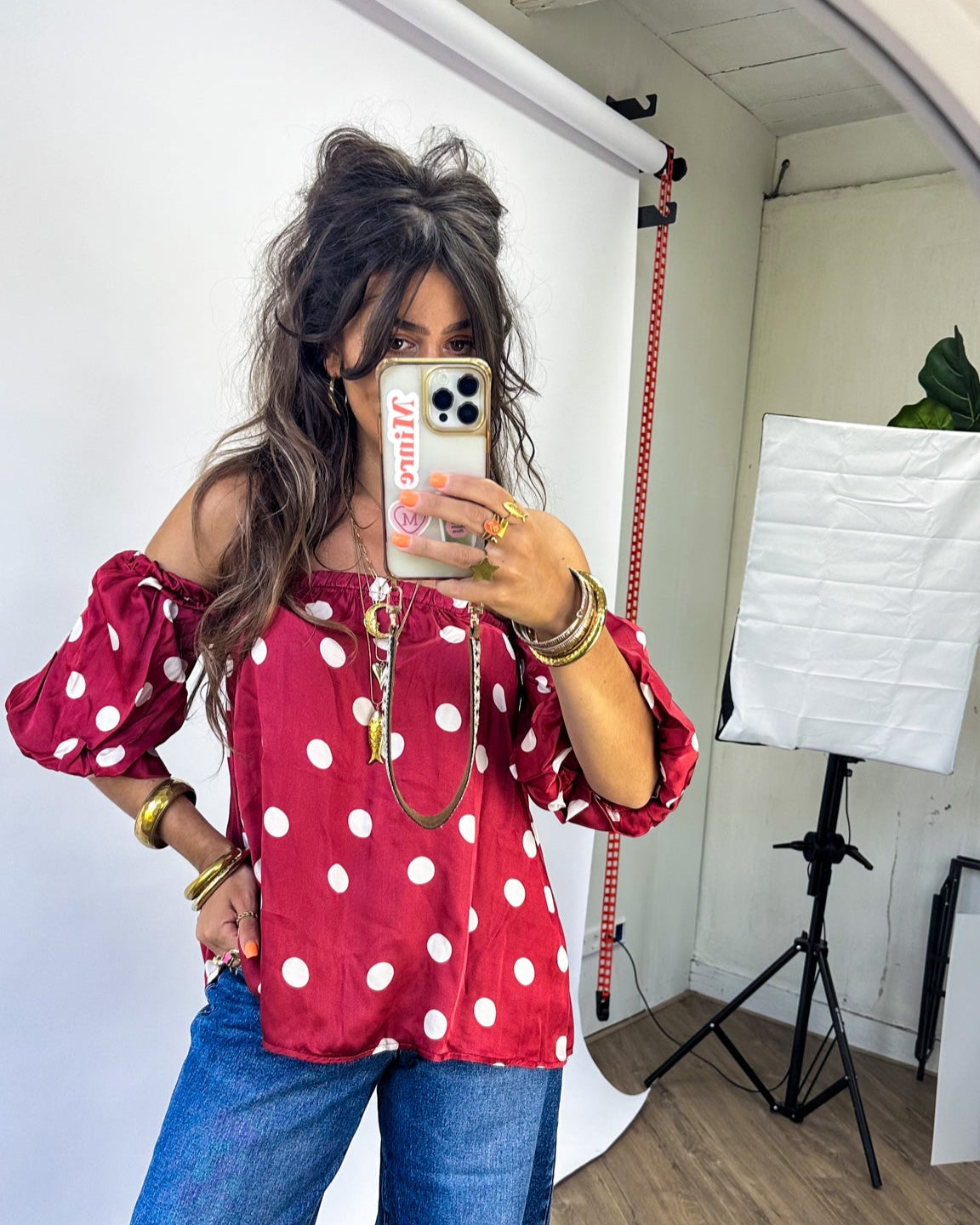 Tilly Dots Top Red