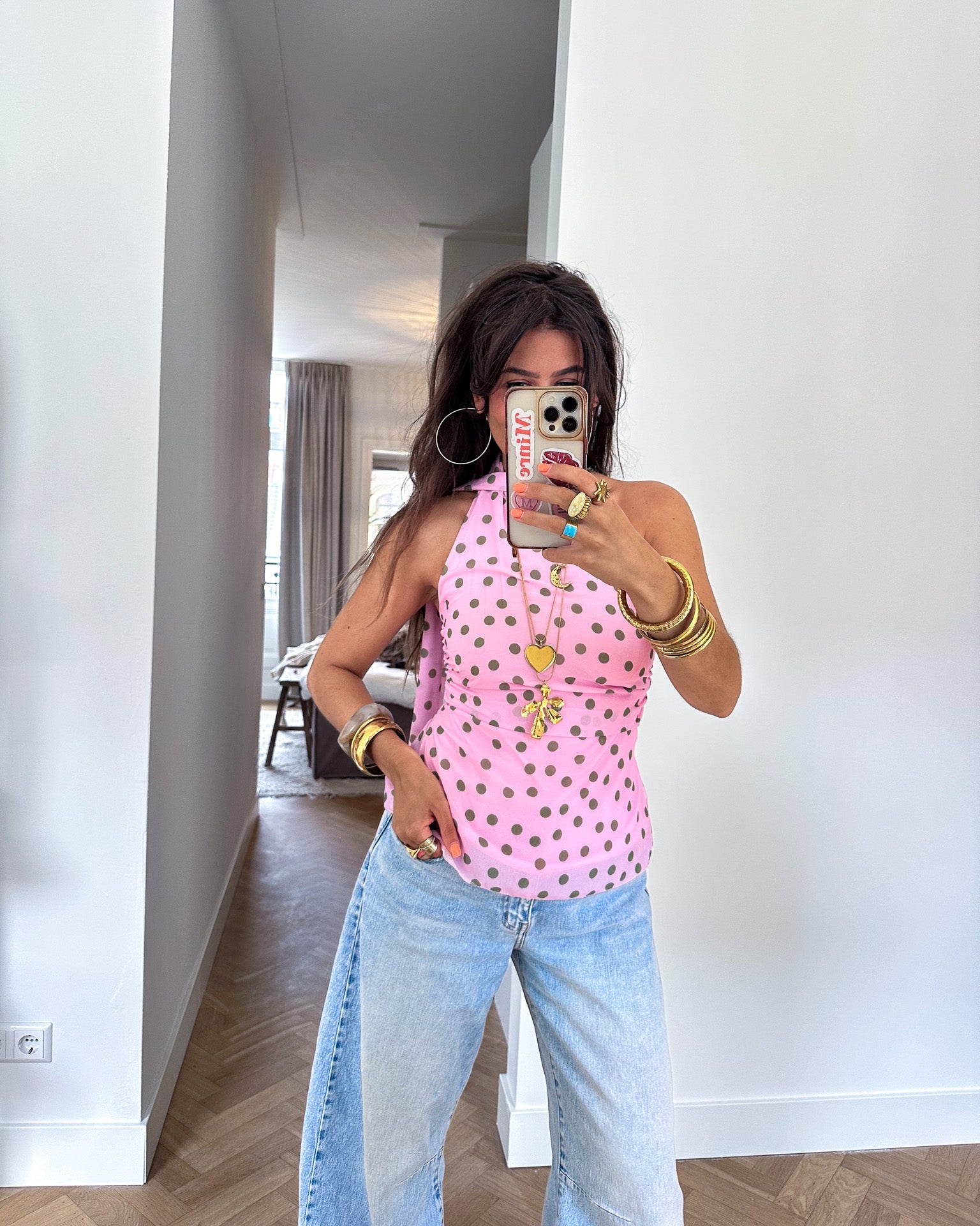 Misha Stippen Top Roze