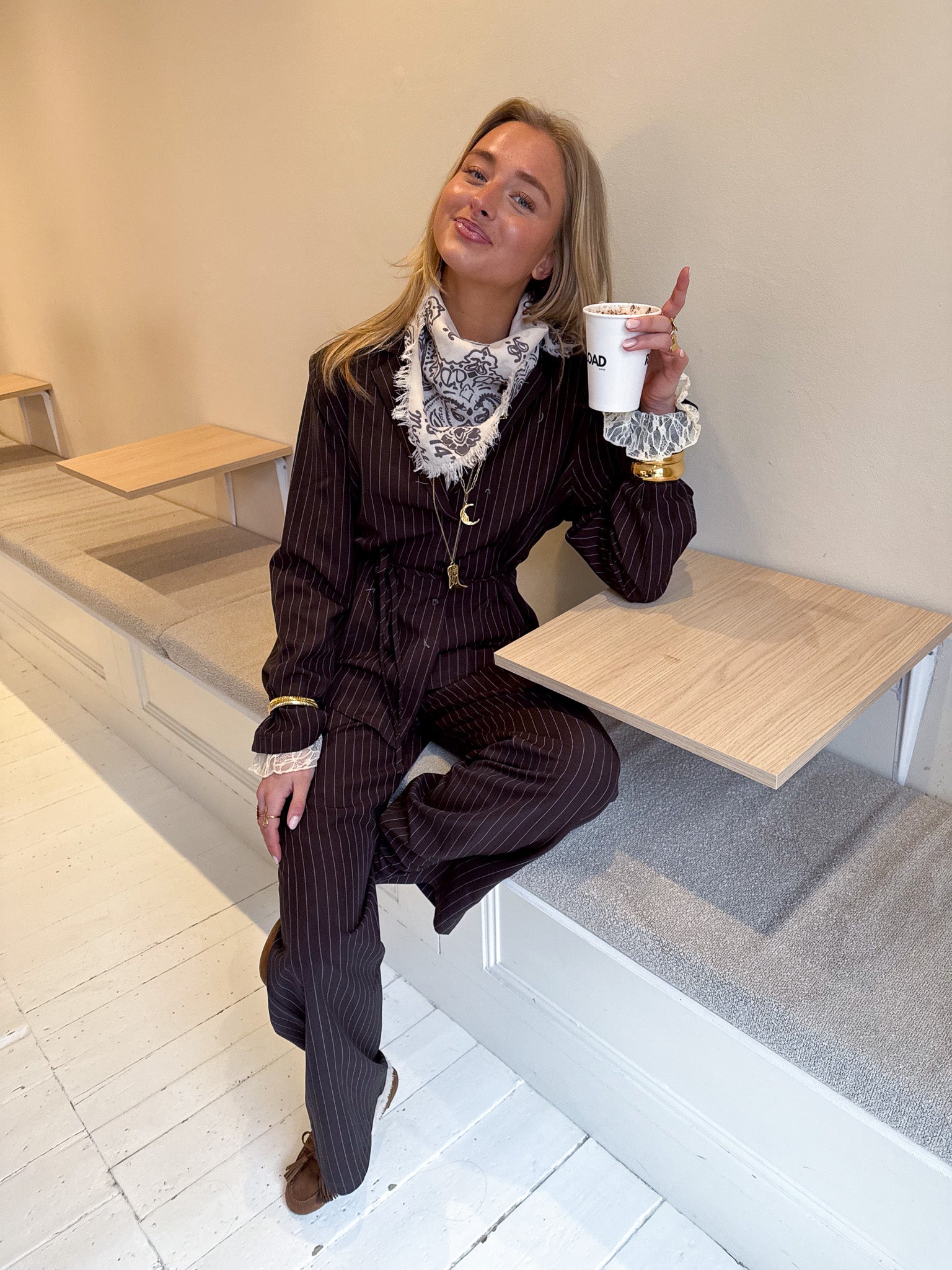 Mist Blazer Brown Striped