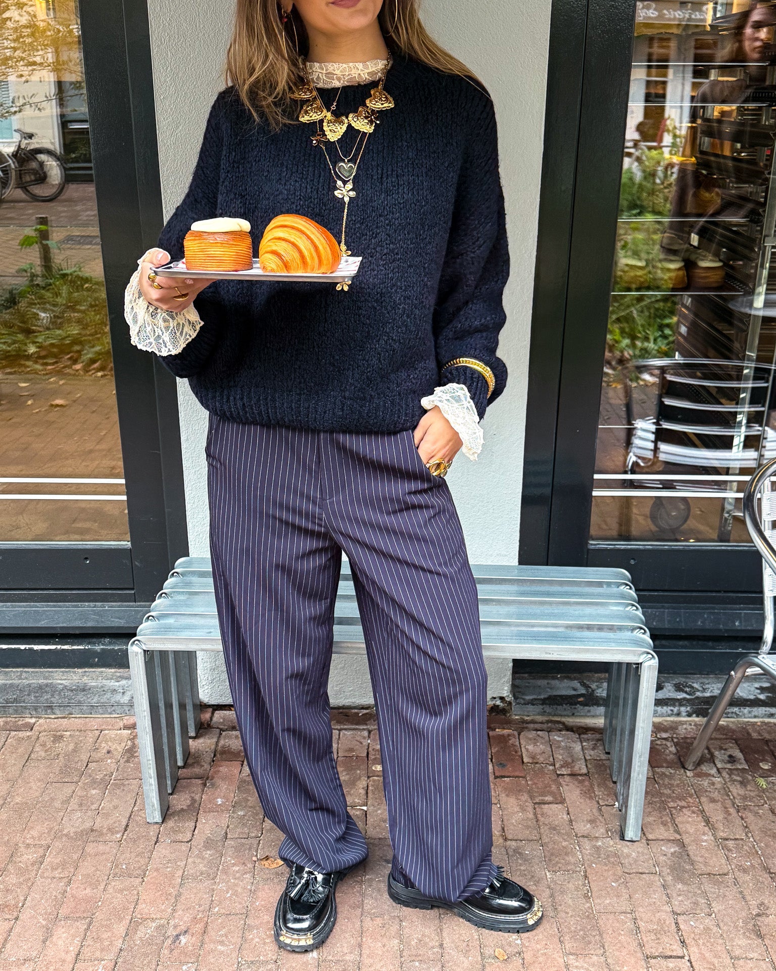 Mist Pantalon Navy Stripe