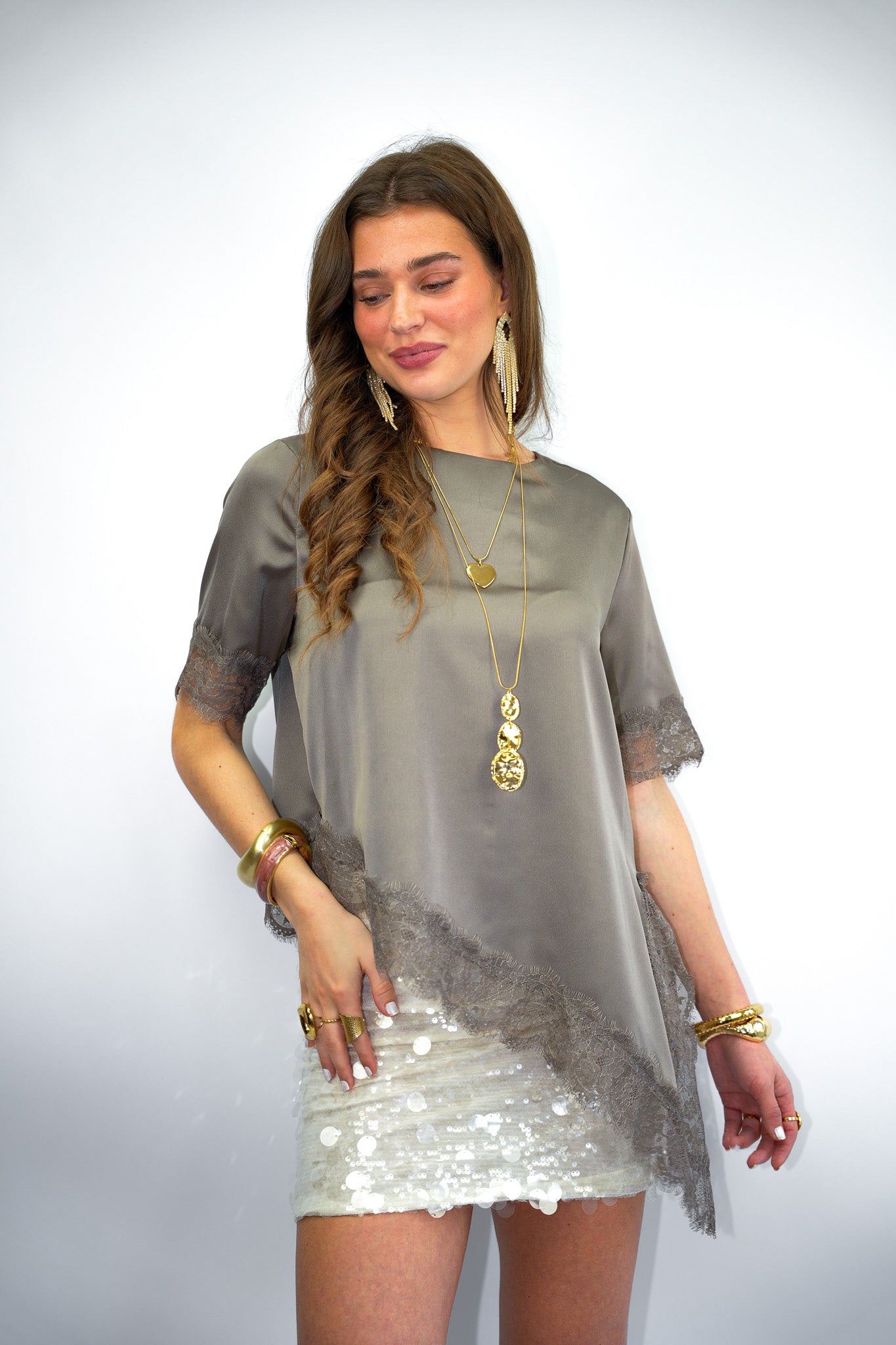 Misty Lace Top Taupe