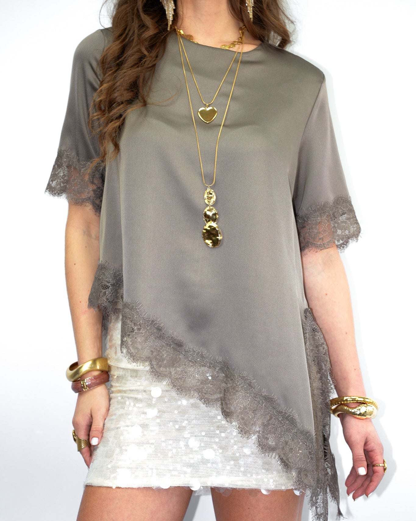 Misty Lace Top Taupe