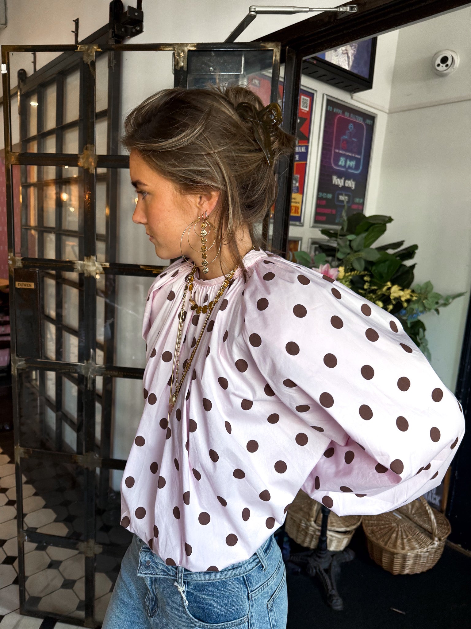 Mona Stippen Top Roze