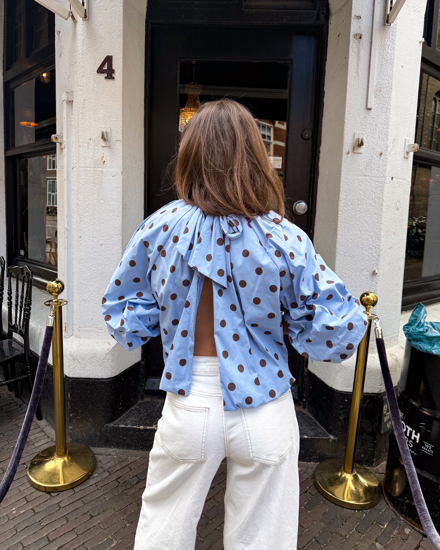 Mona Stippen Top Blauw