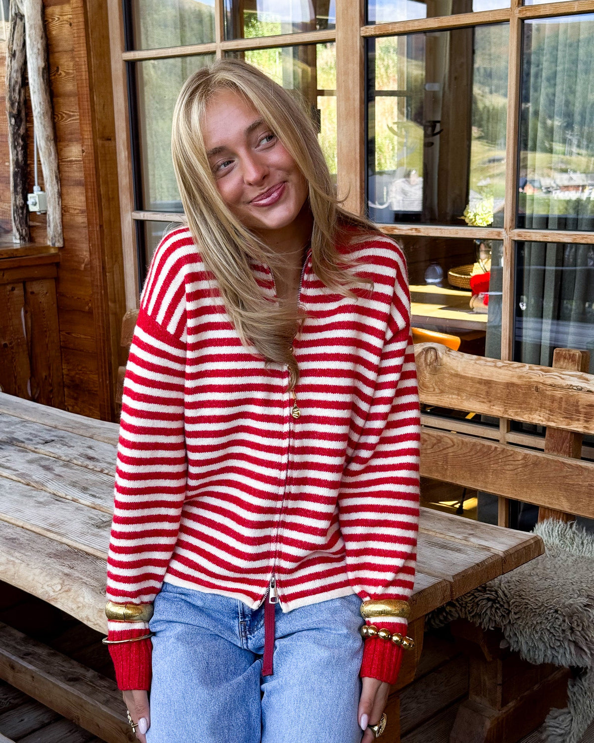 Moody Gestreept Vest Rood