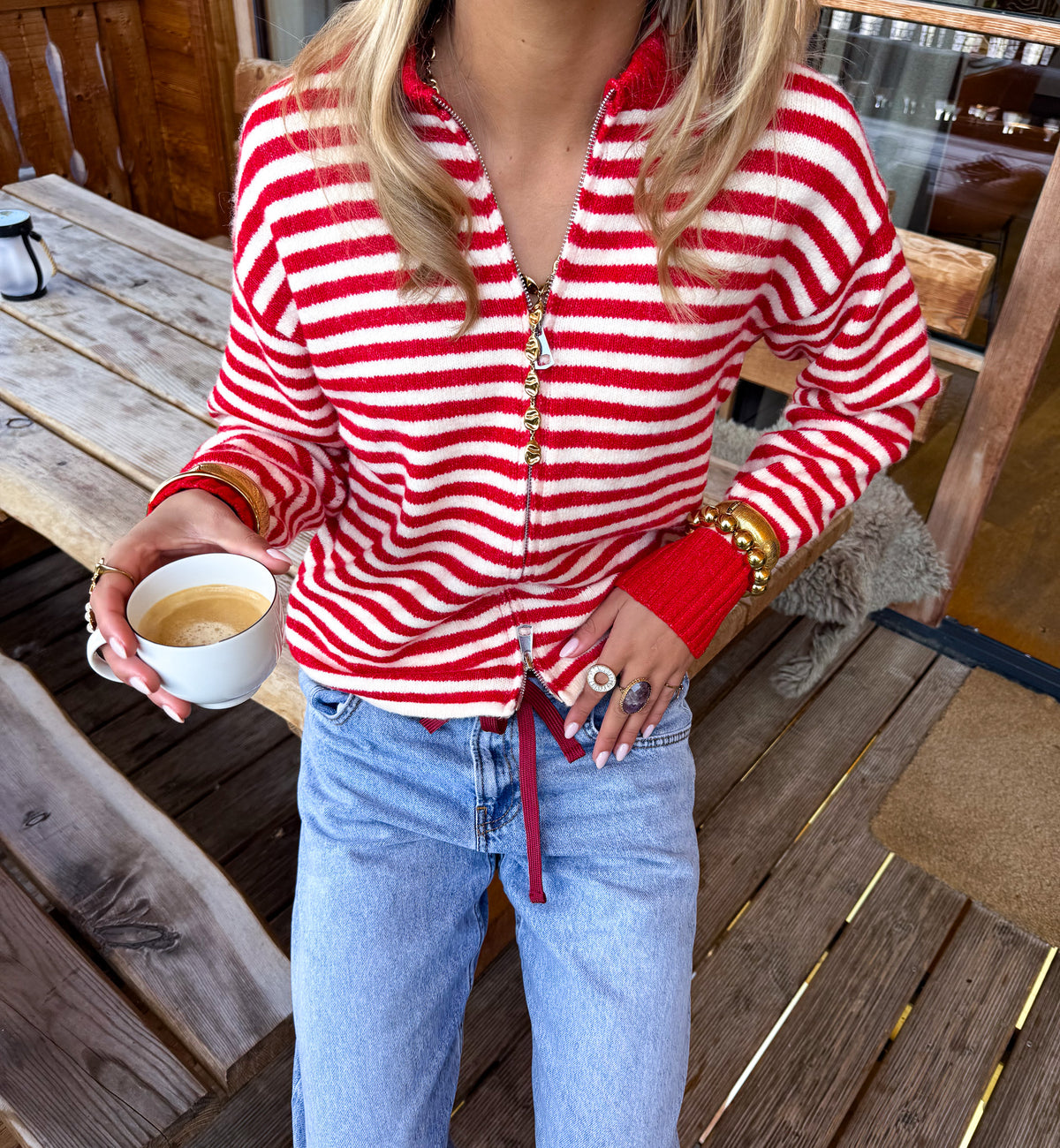 Moody Gestreept Vest Rood
