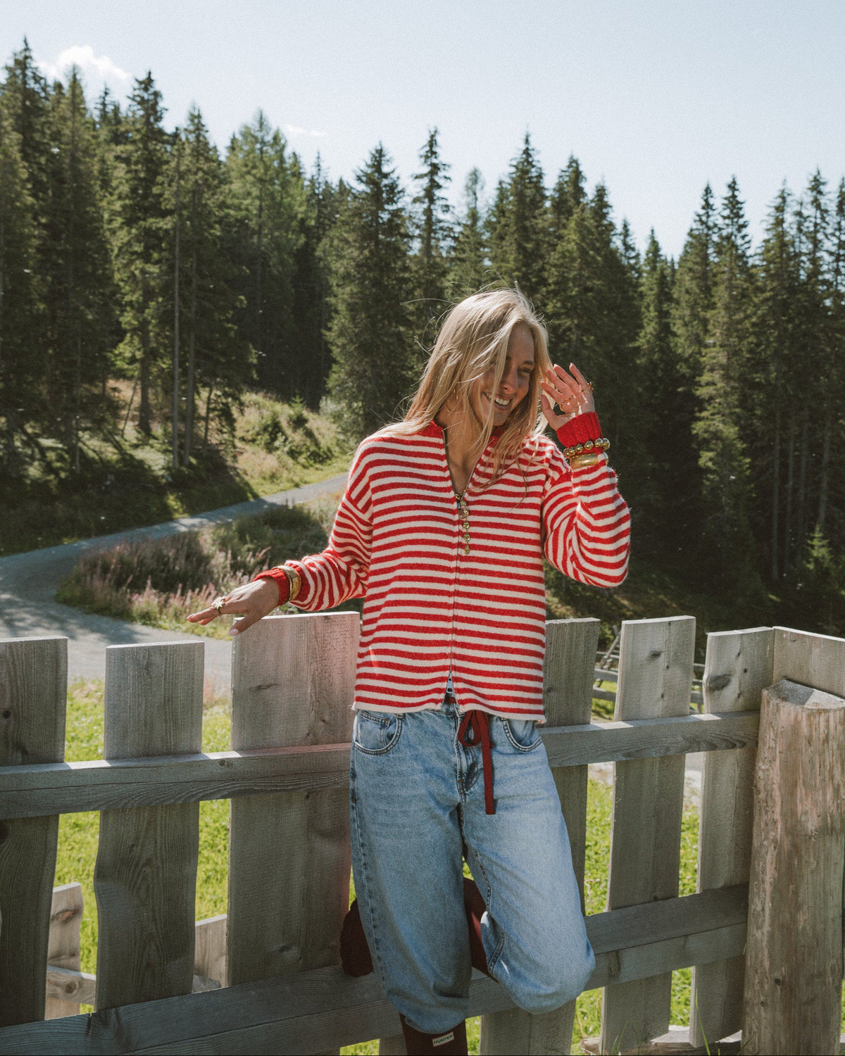 Moody Gestreept Vest Rood