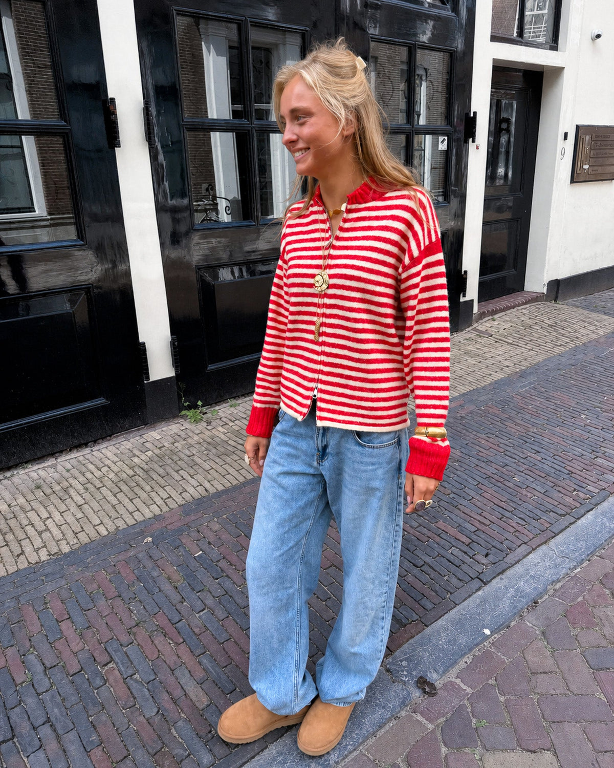 Moody Gestreept Vest Rood