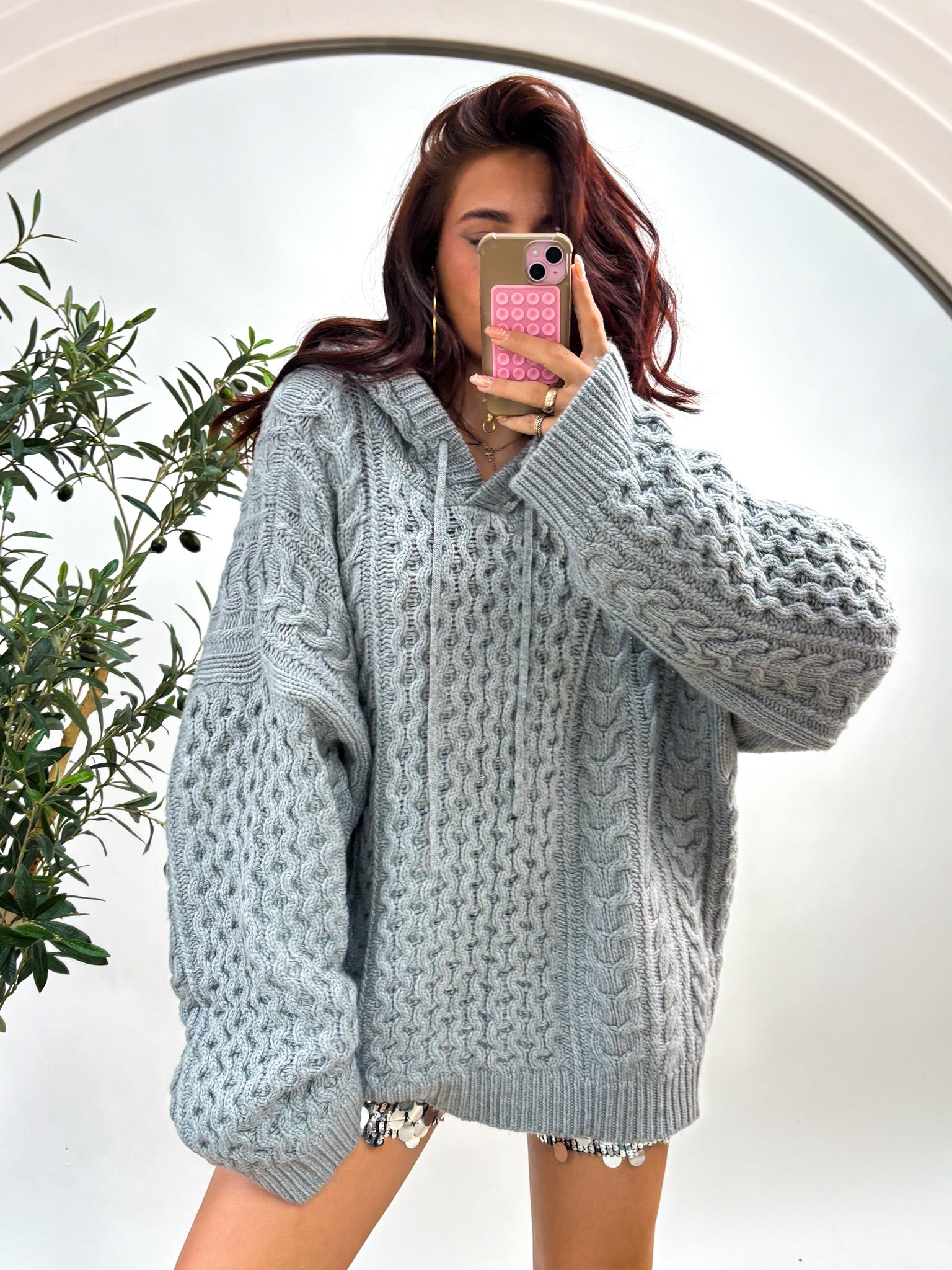 Muse Knitted Hoodie Grey