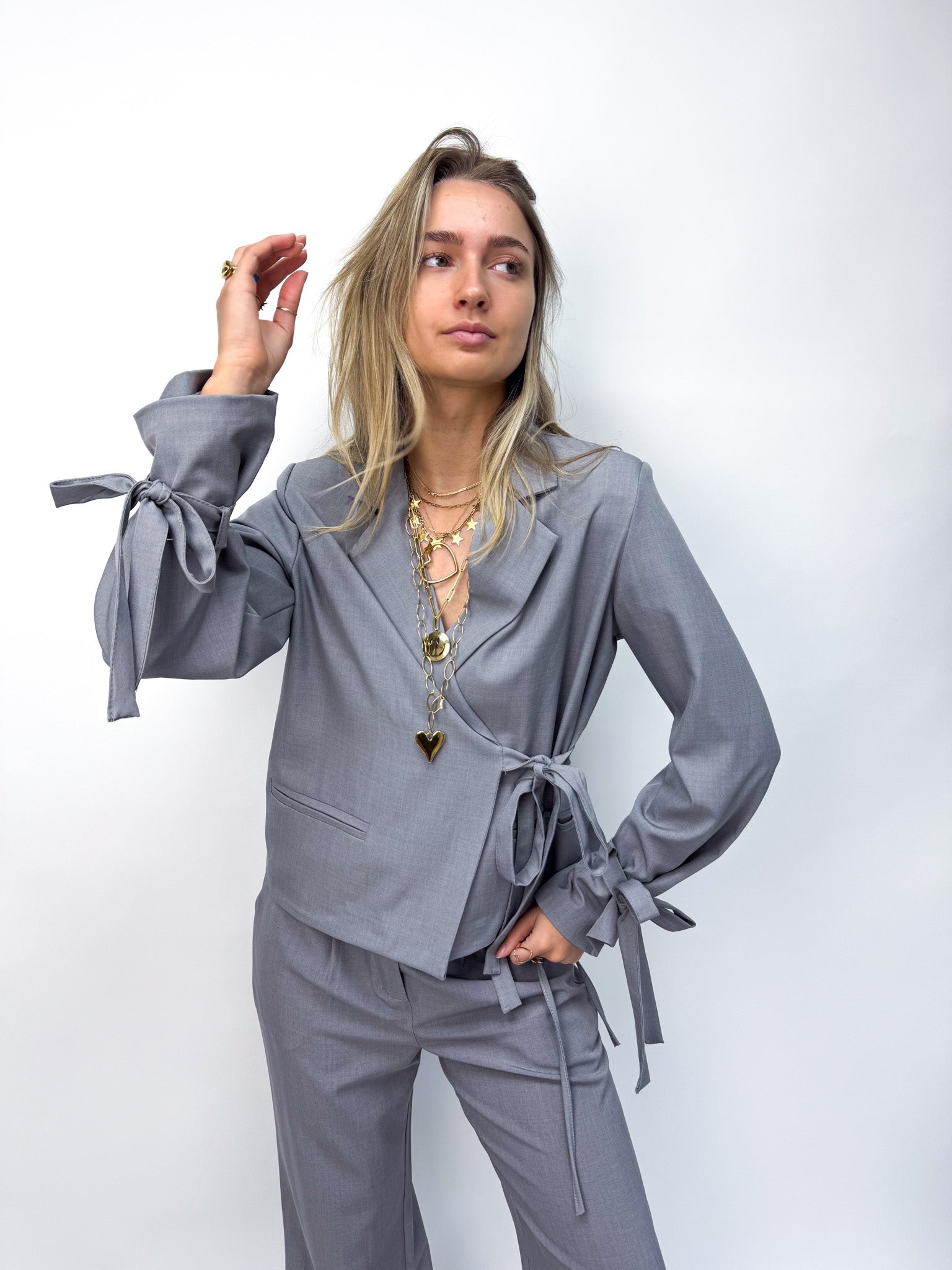 Nina Blazer Sleeve Detail Grey