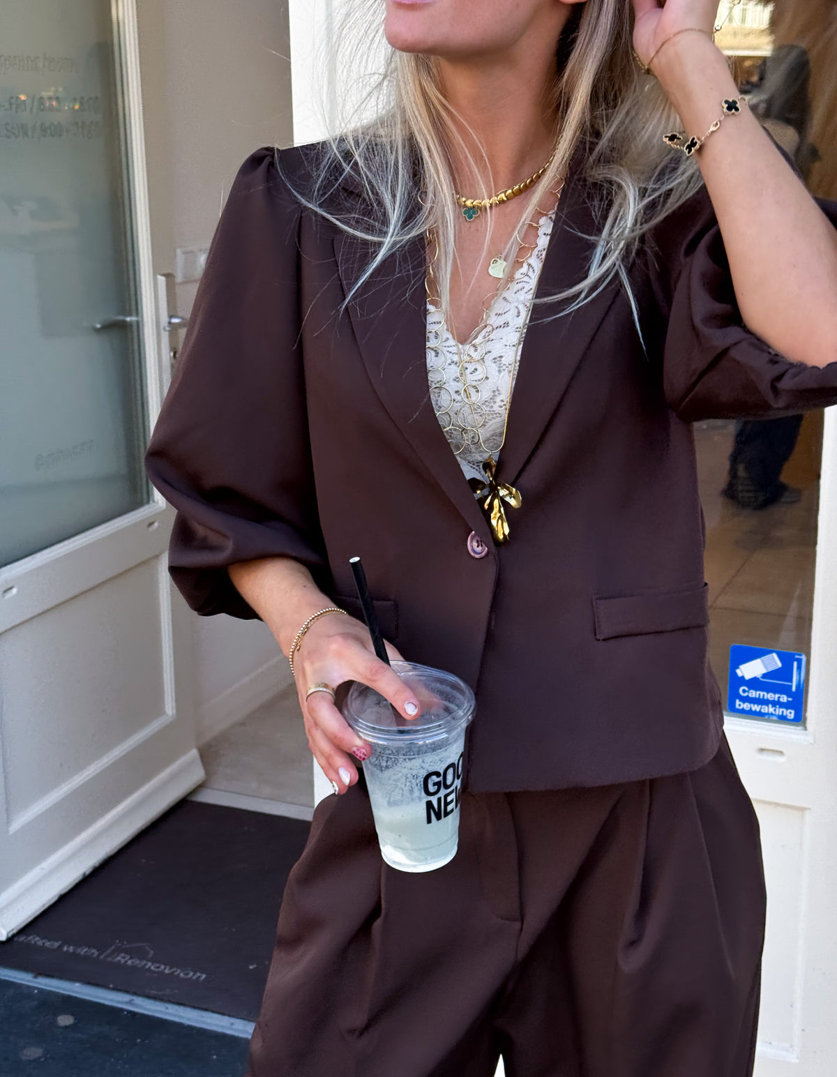 Nora Korte Mouwen Blazer | Brown