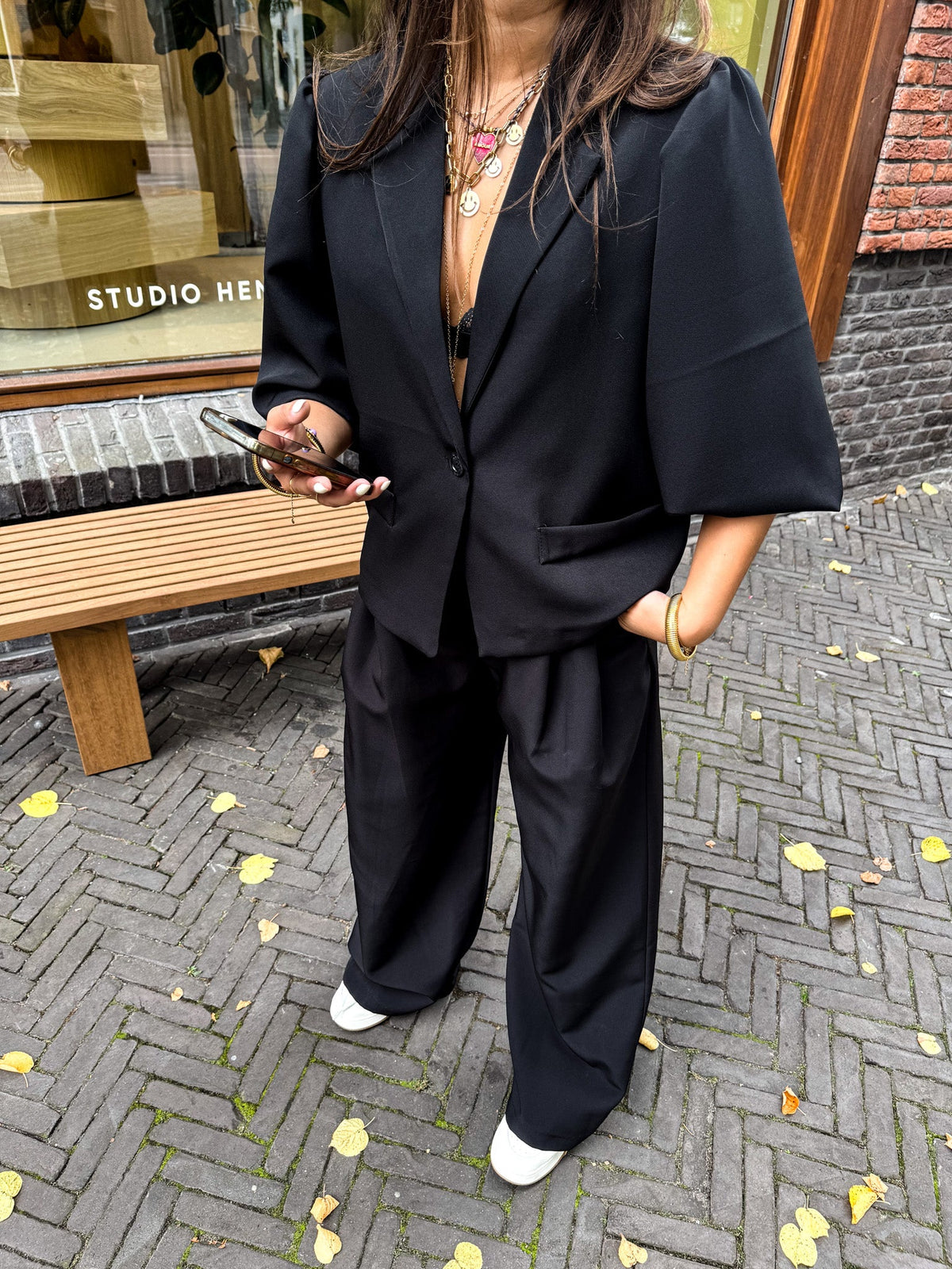 Nora Korte Mouwen Blazer | Black