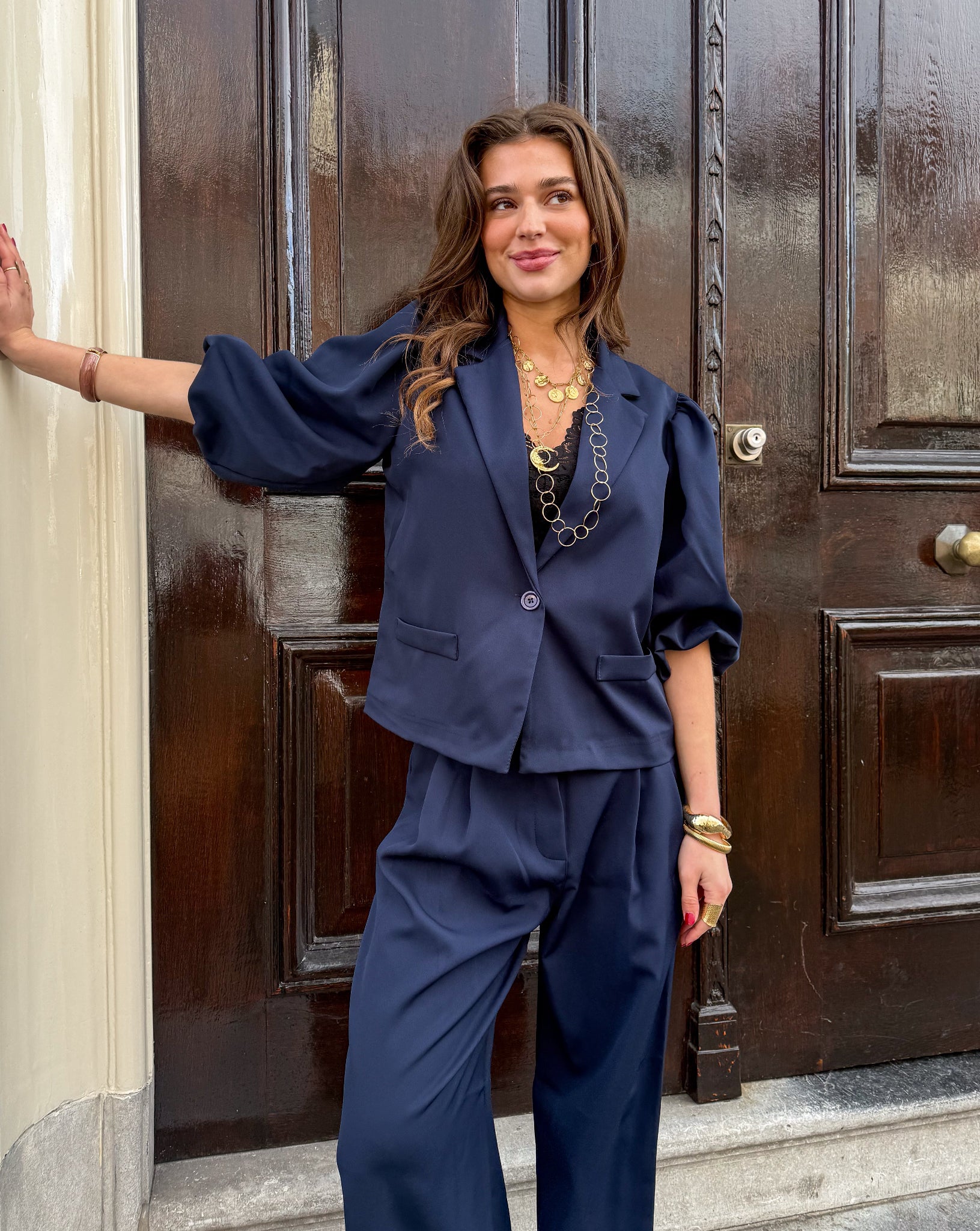 Blazer à manches courtes Nora bleu marine