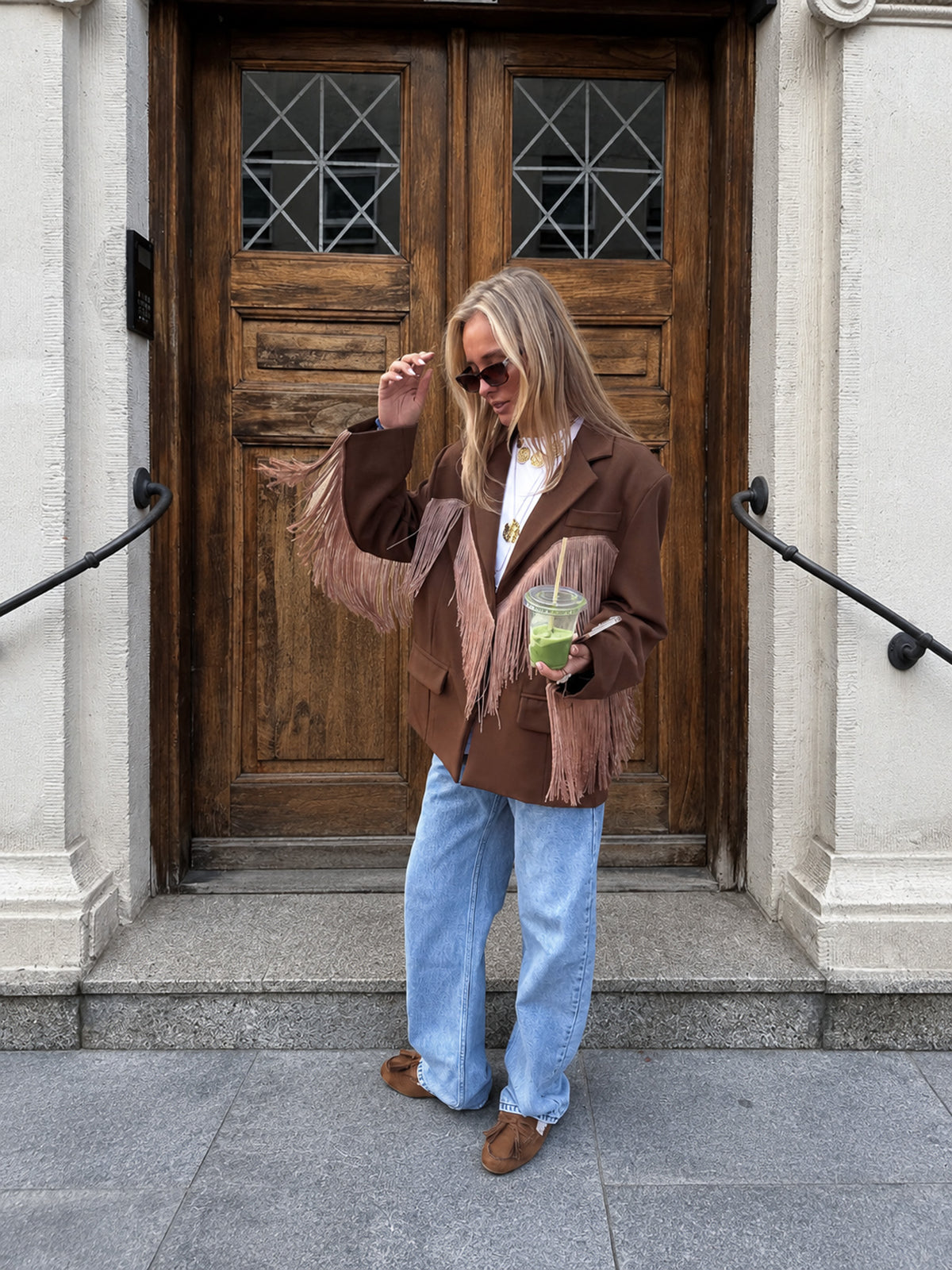 Ody Fringe Blazer | Brown