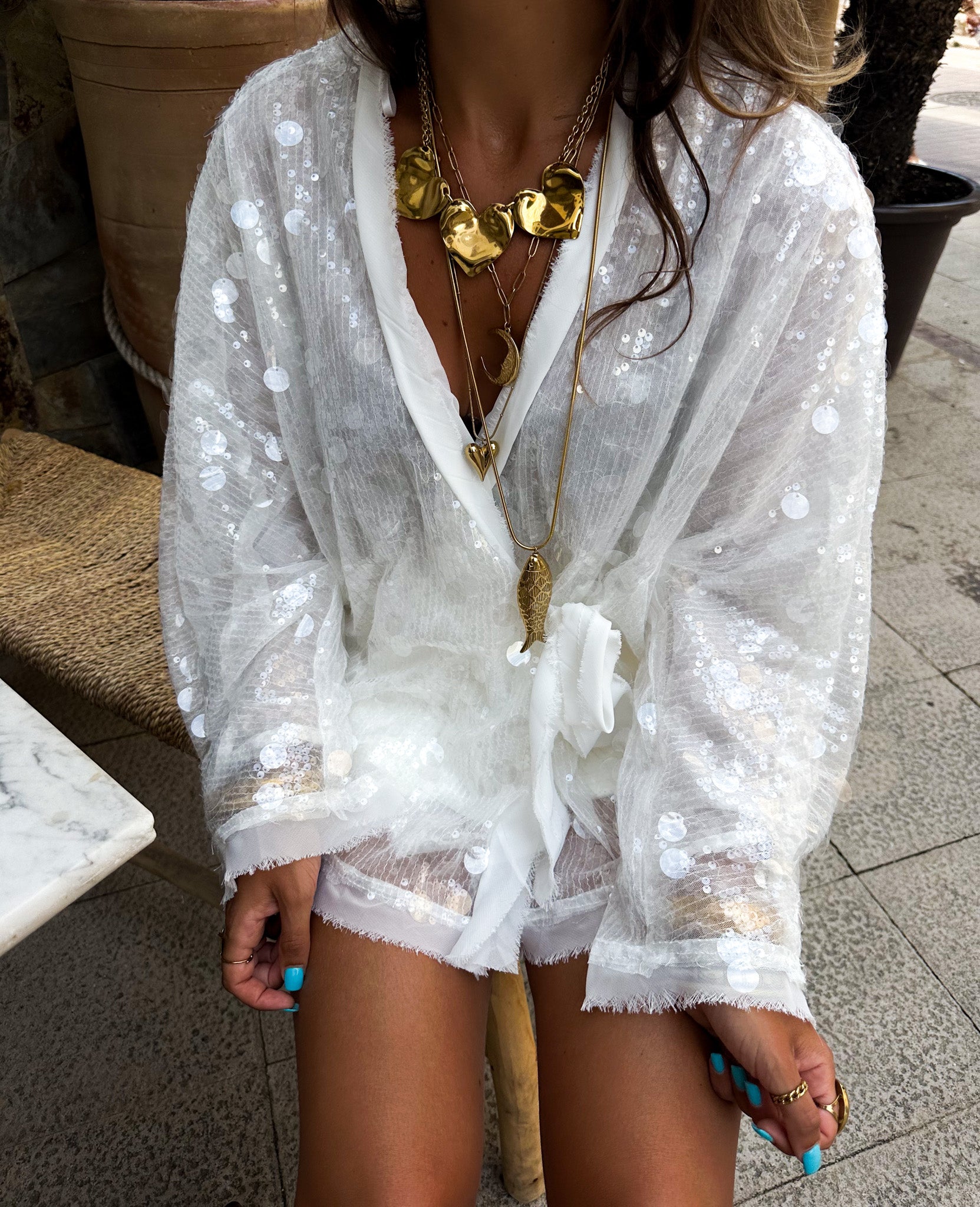 Paradise Glitter Jacket White