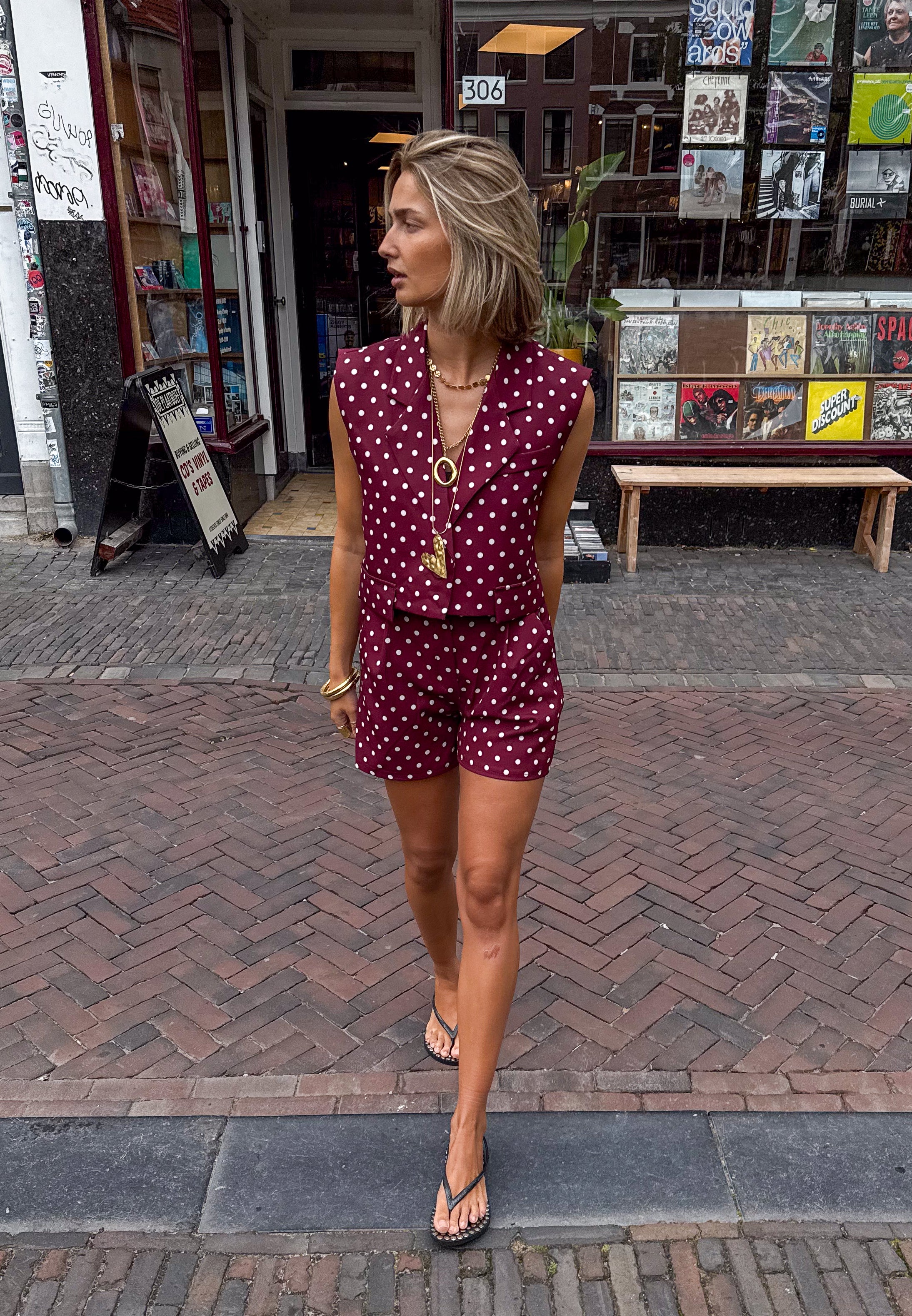 Pom Dots Short Bordeaux