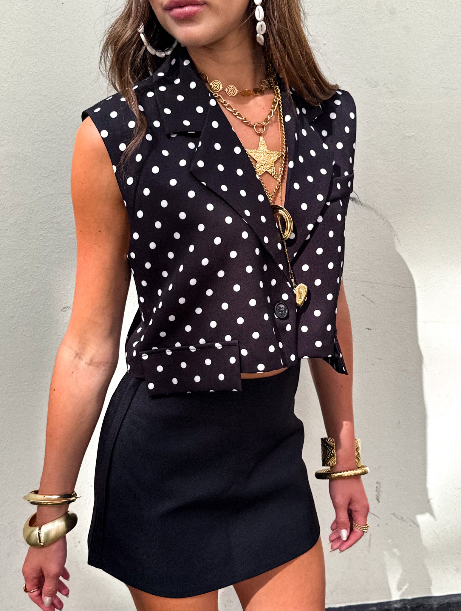 Pom Dots Gilet Black