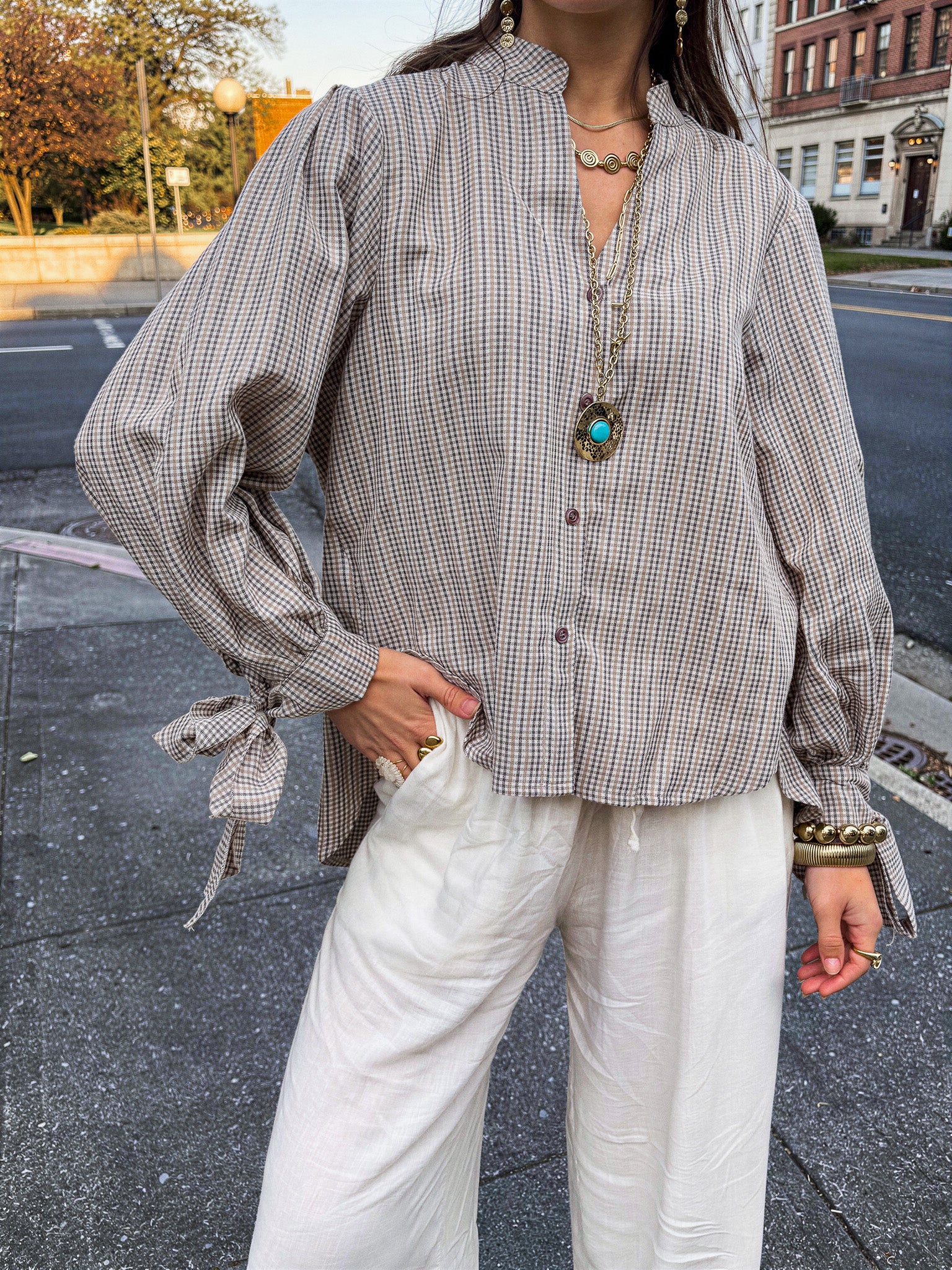 Reims Soft Blouse Bruin