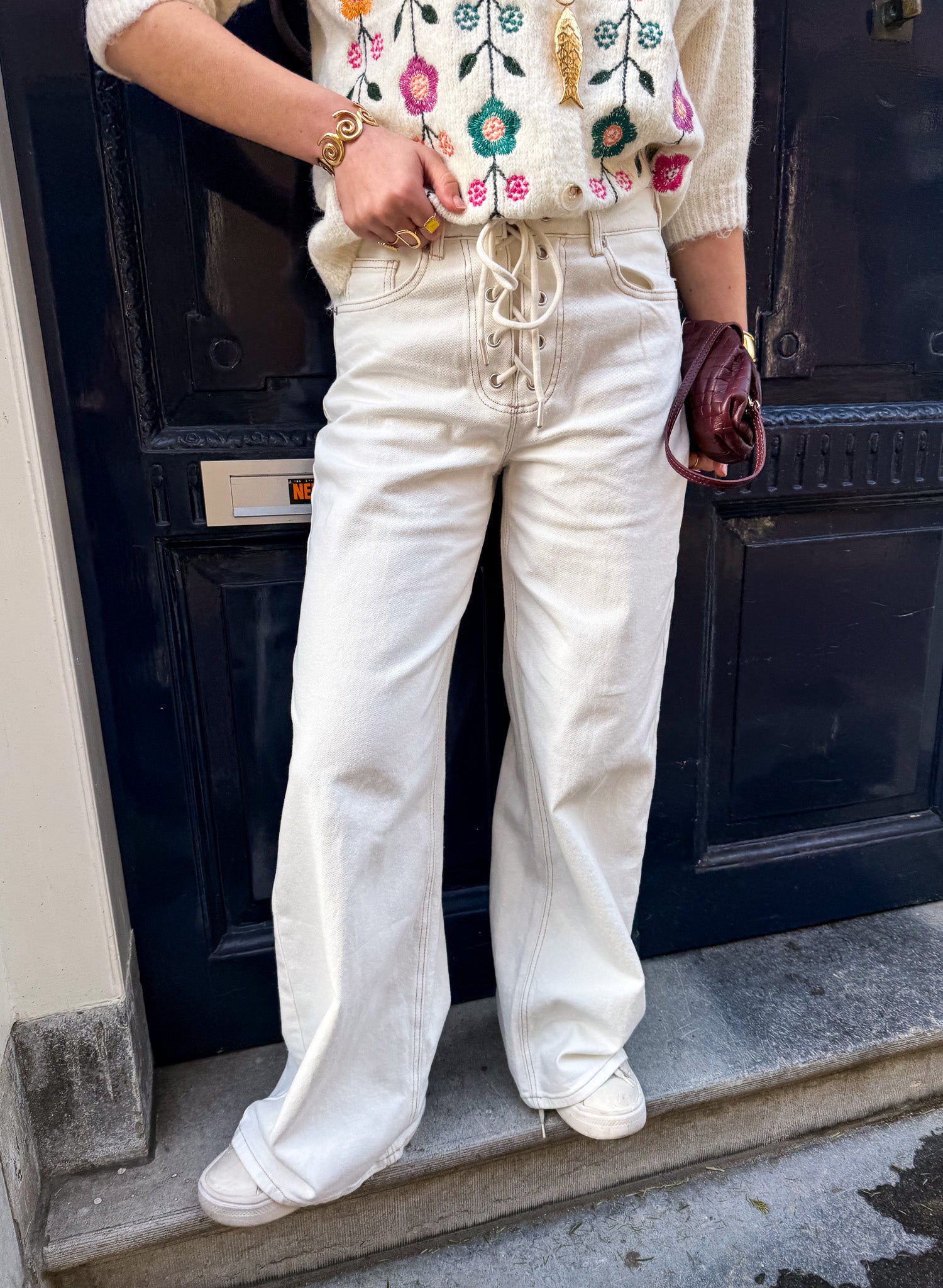 Rope Wide Leg Jeans White