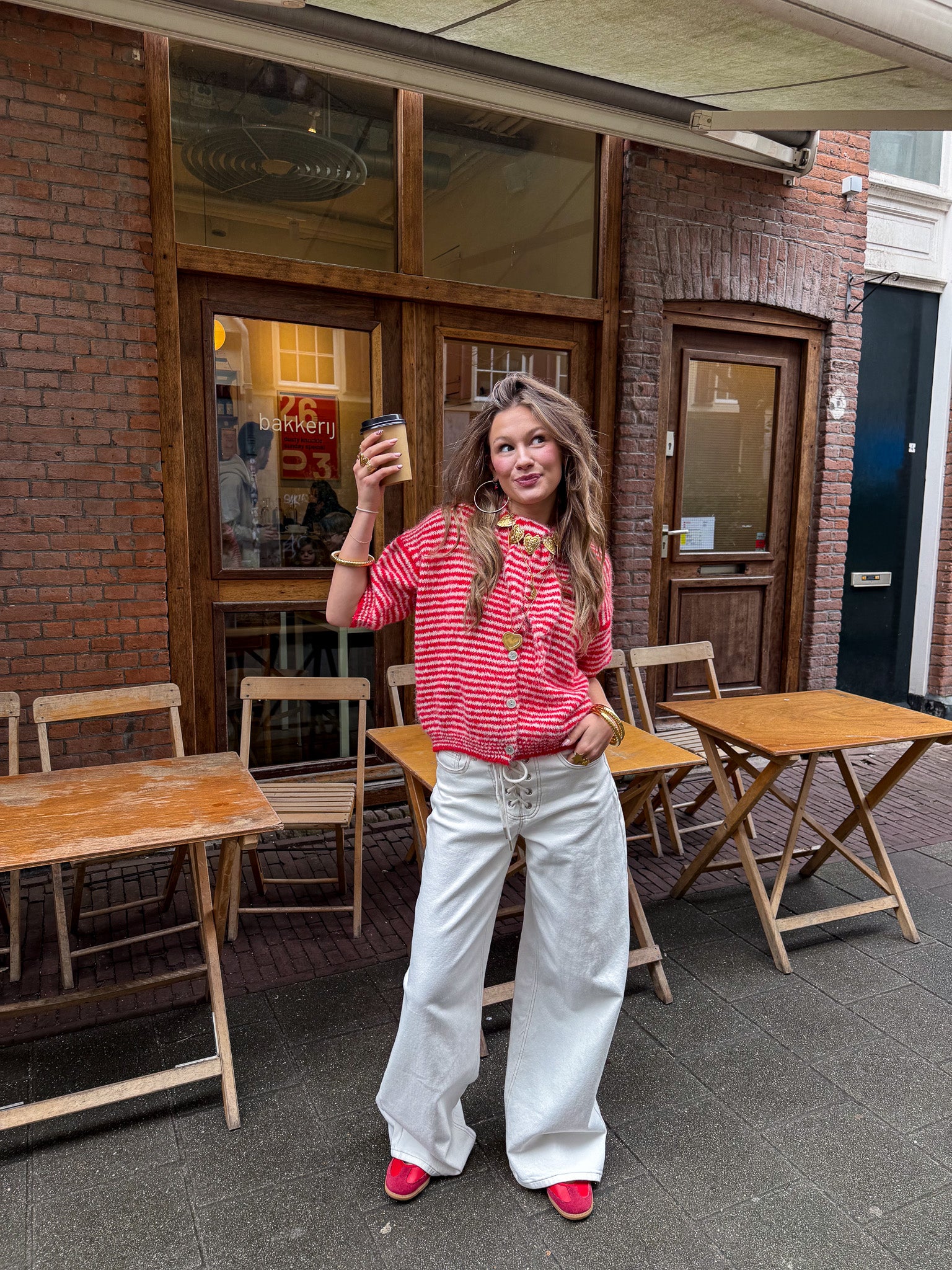 Roza Vest Rood Gestreept