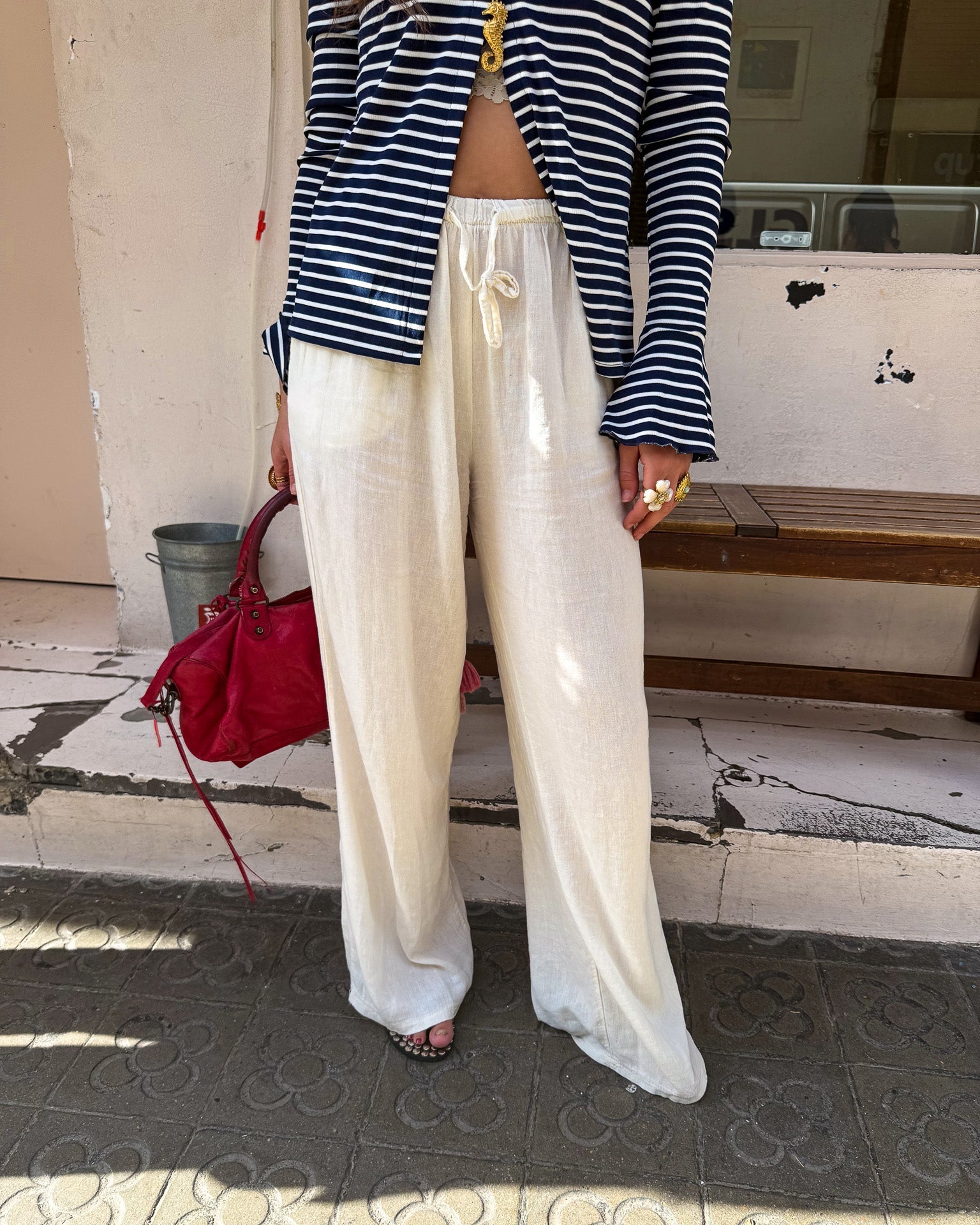 Yara Linnen Pantalon Gebroken Wit