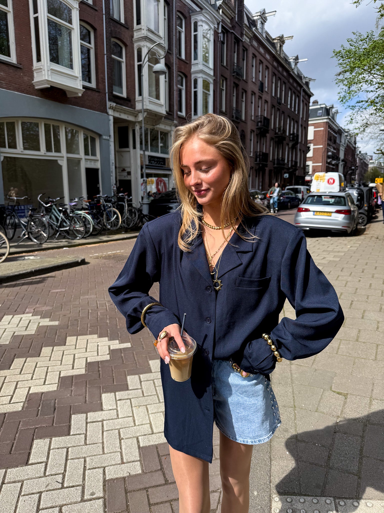 Juna Denim Shorts Side Studs