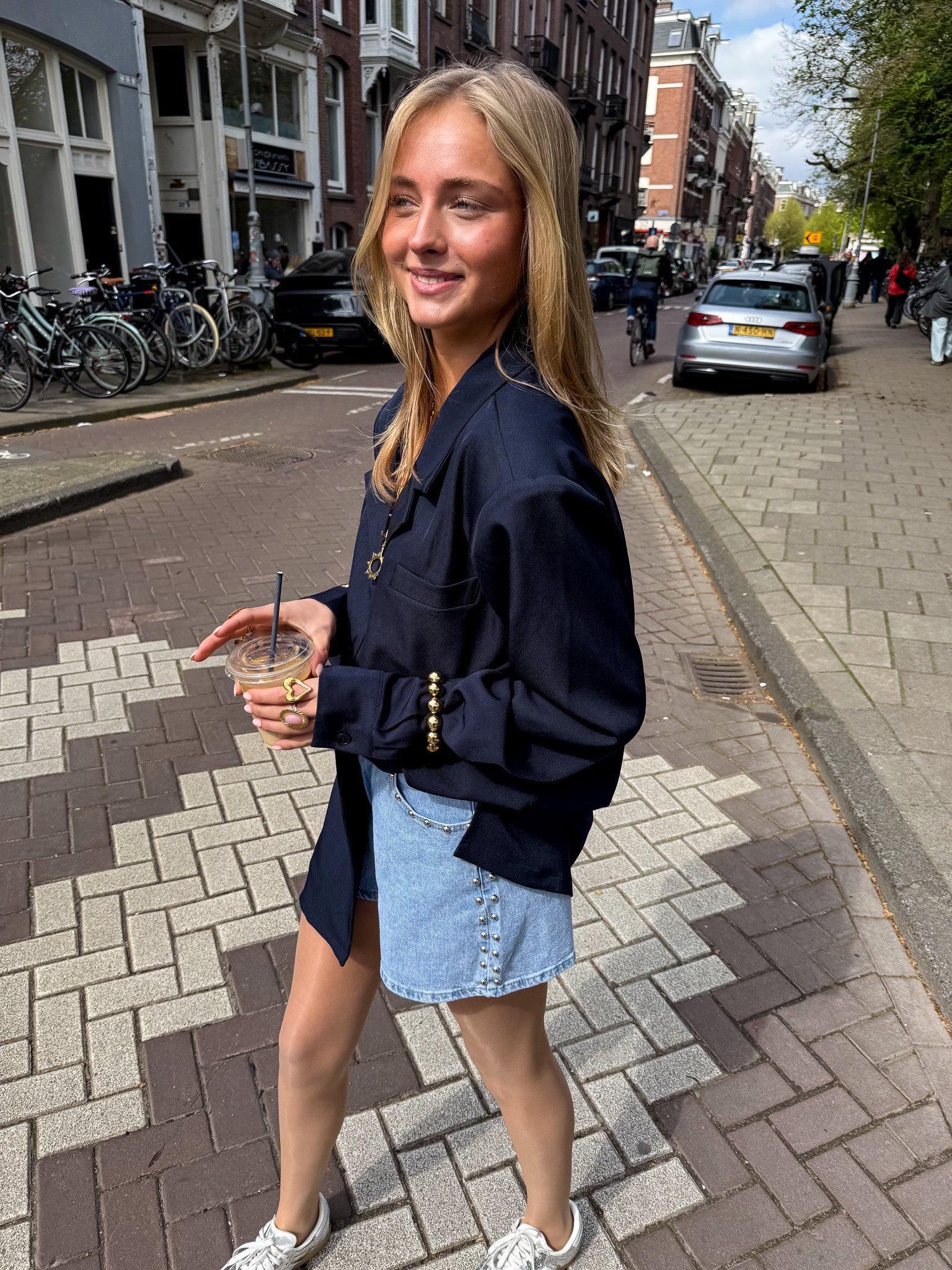 Juna Denim Shorts Side Studs