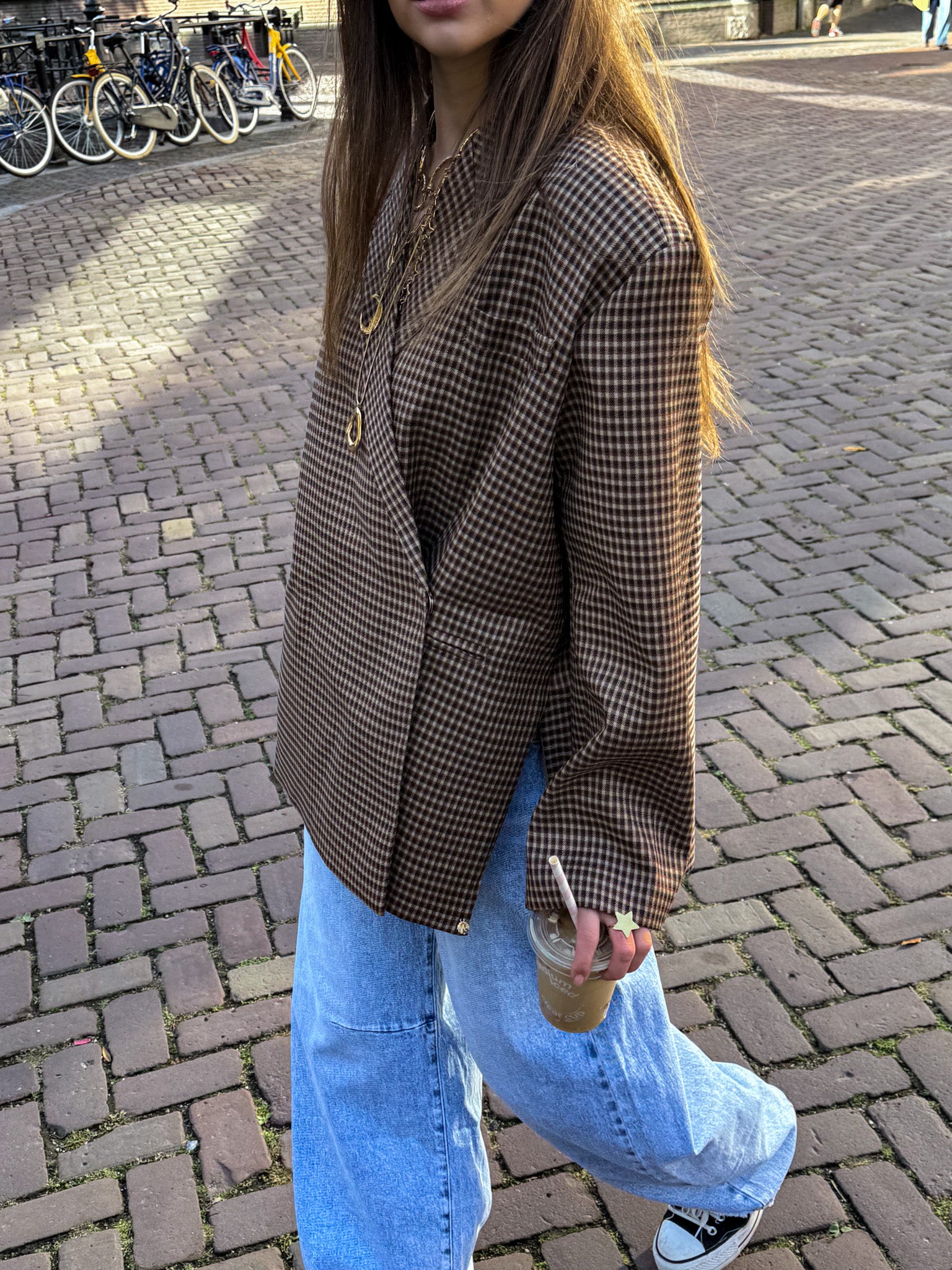 Saint Oversized Blazer Checkered Brown