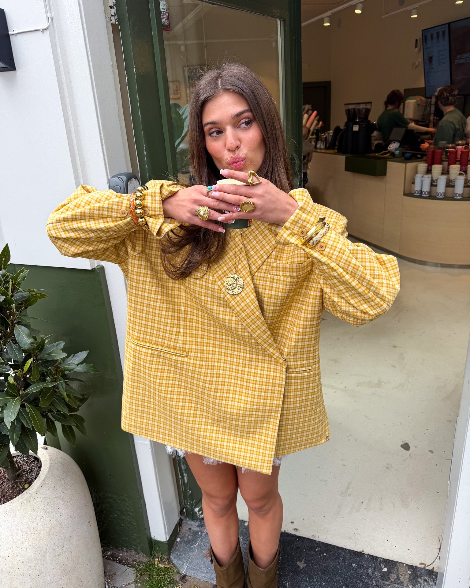 Saint Blazer Geruit Geel