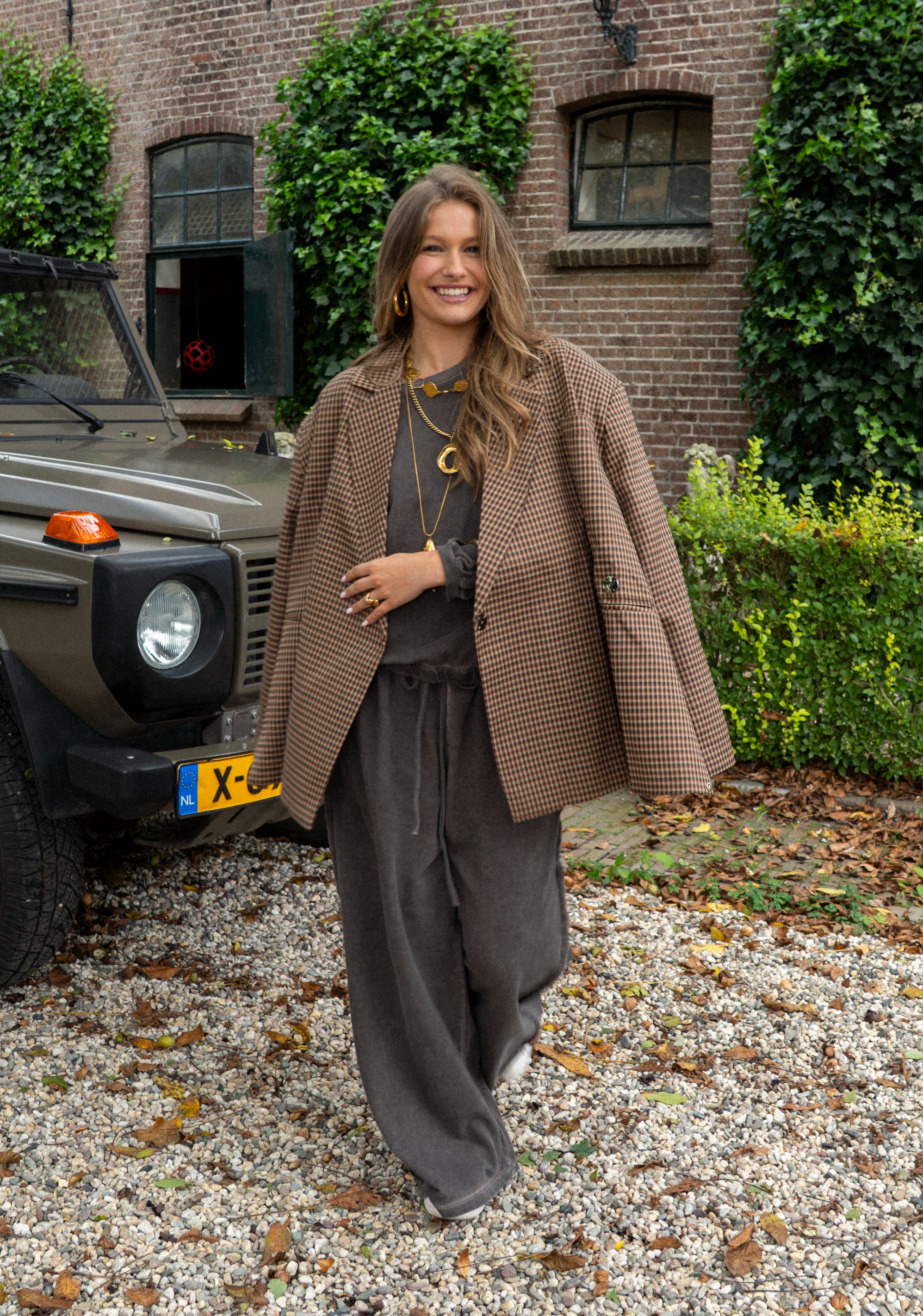Saint Oversized Blazer Checkered Brown