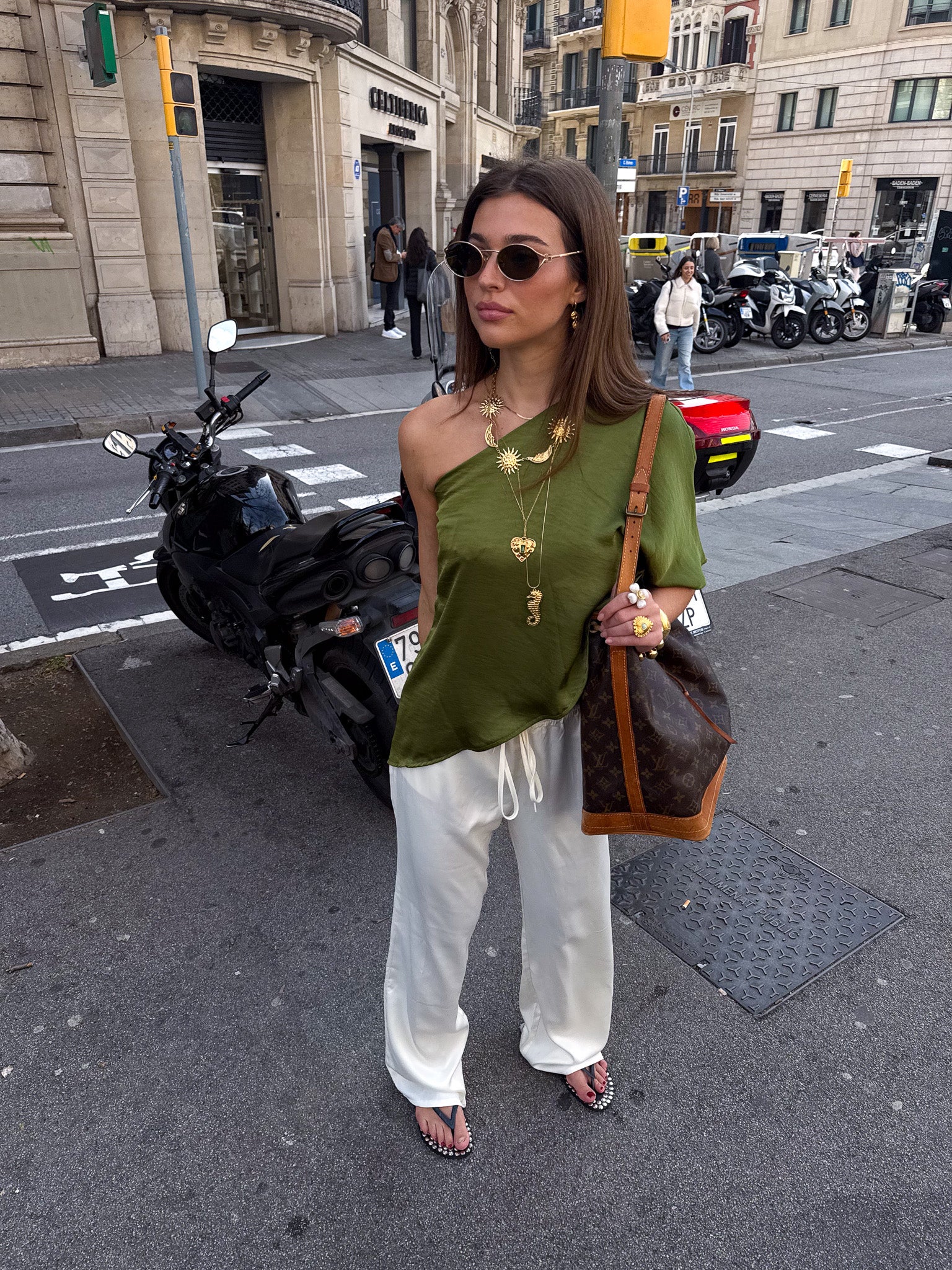 Sem One Shoulder Top Groen