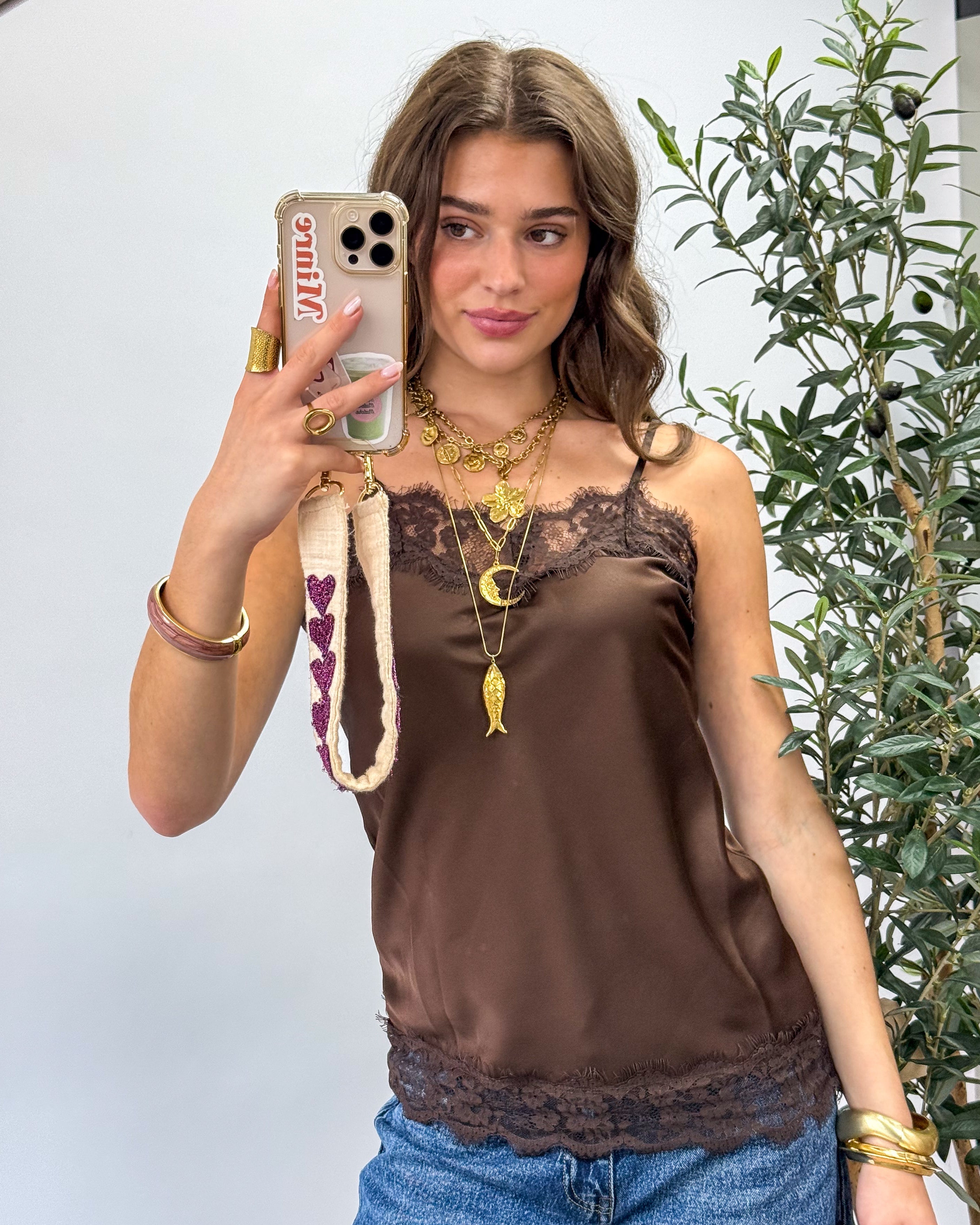 Sensa Lace Top Brown